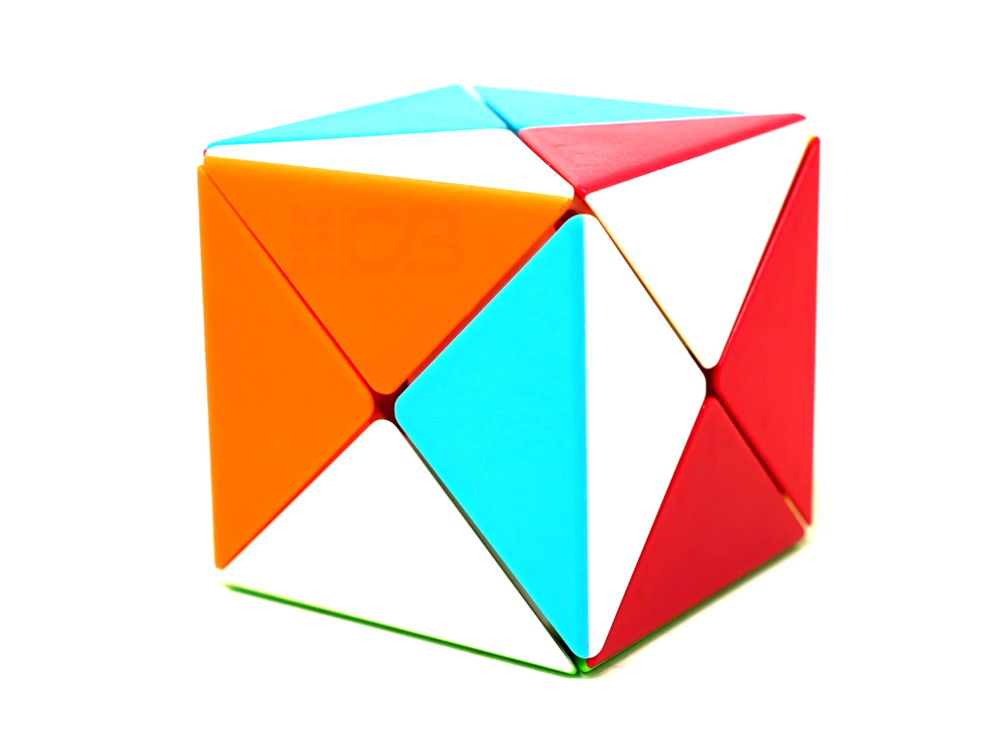 Dino Cube Fanxin 3x3 — ângulo lateral mostrando o recorte das peças