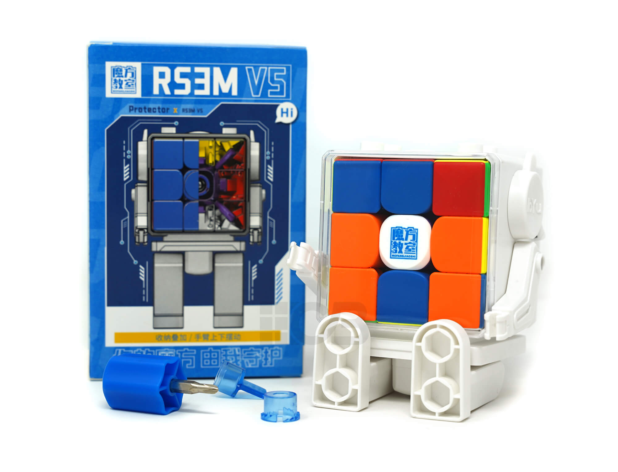 Detalhe do mecanismo interno do MoYu RS3M V5 com sistema MagLev