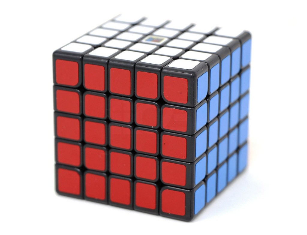 Cubo Mágico 5x5 MoYu Meilong — detalhe lateral mostrando estrutura e adesivos