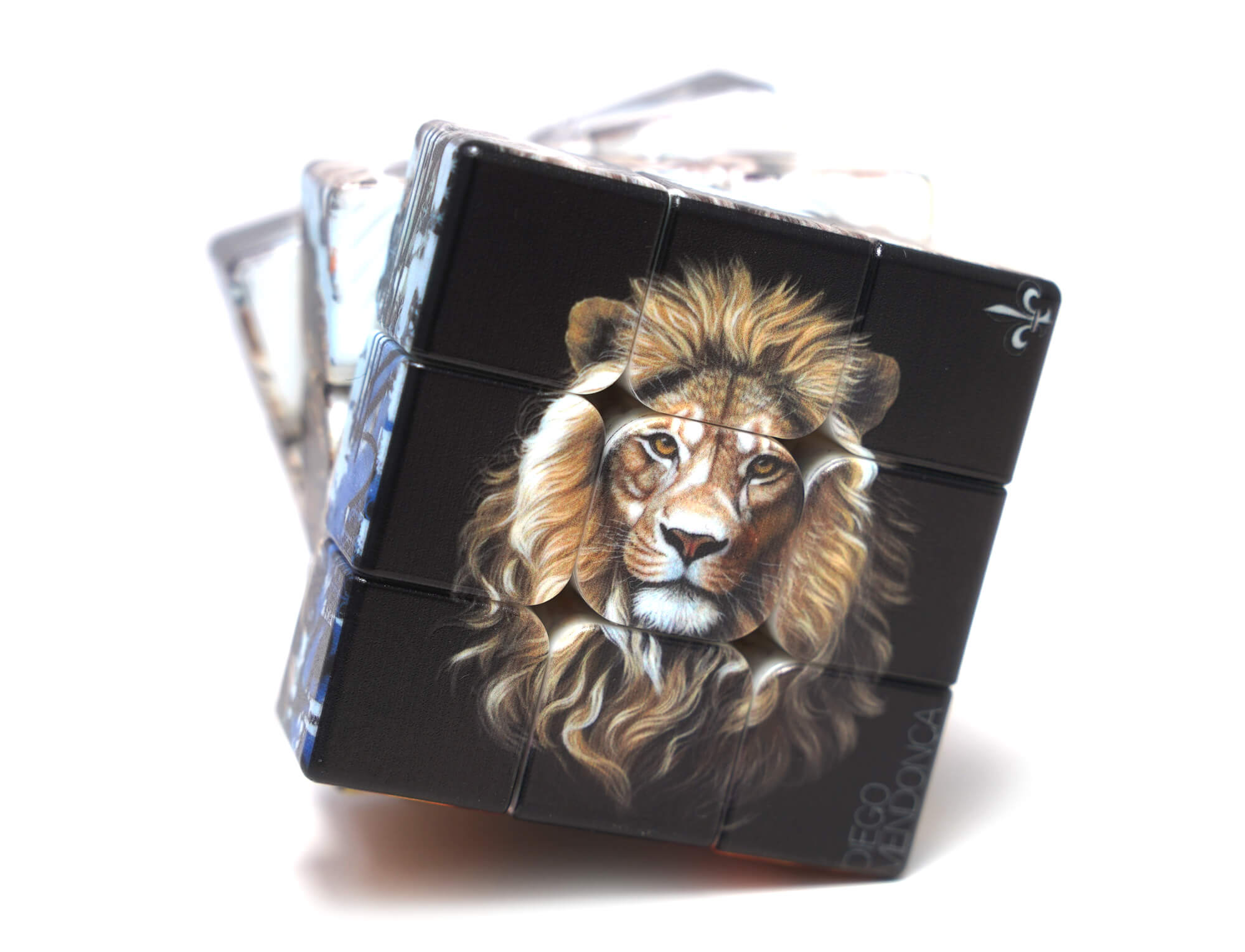 Cubo Mágico 3x3 Vinci Cube com arte de leões de Diego Mendonça — vista frontal