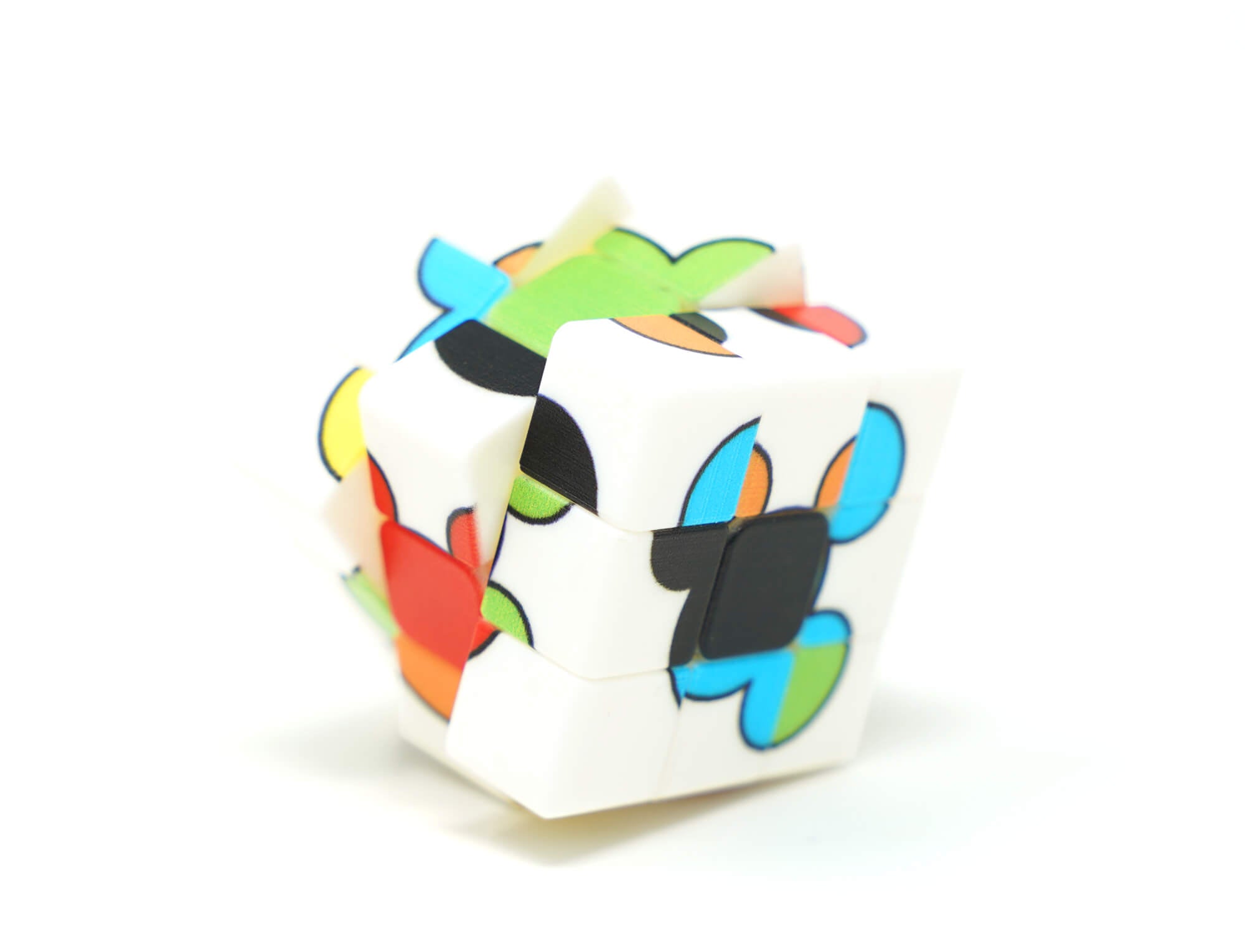 Detalhe da impressão UV no mini cubo mágico personalizado Mouse — cores nítidas sem adesivo