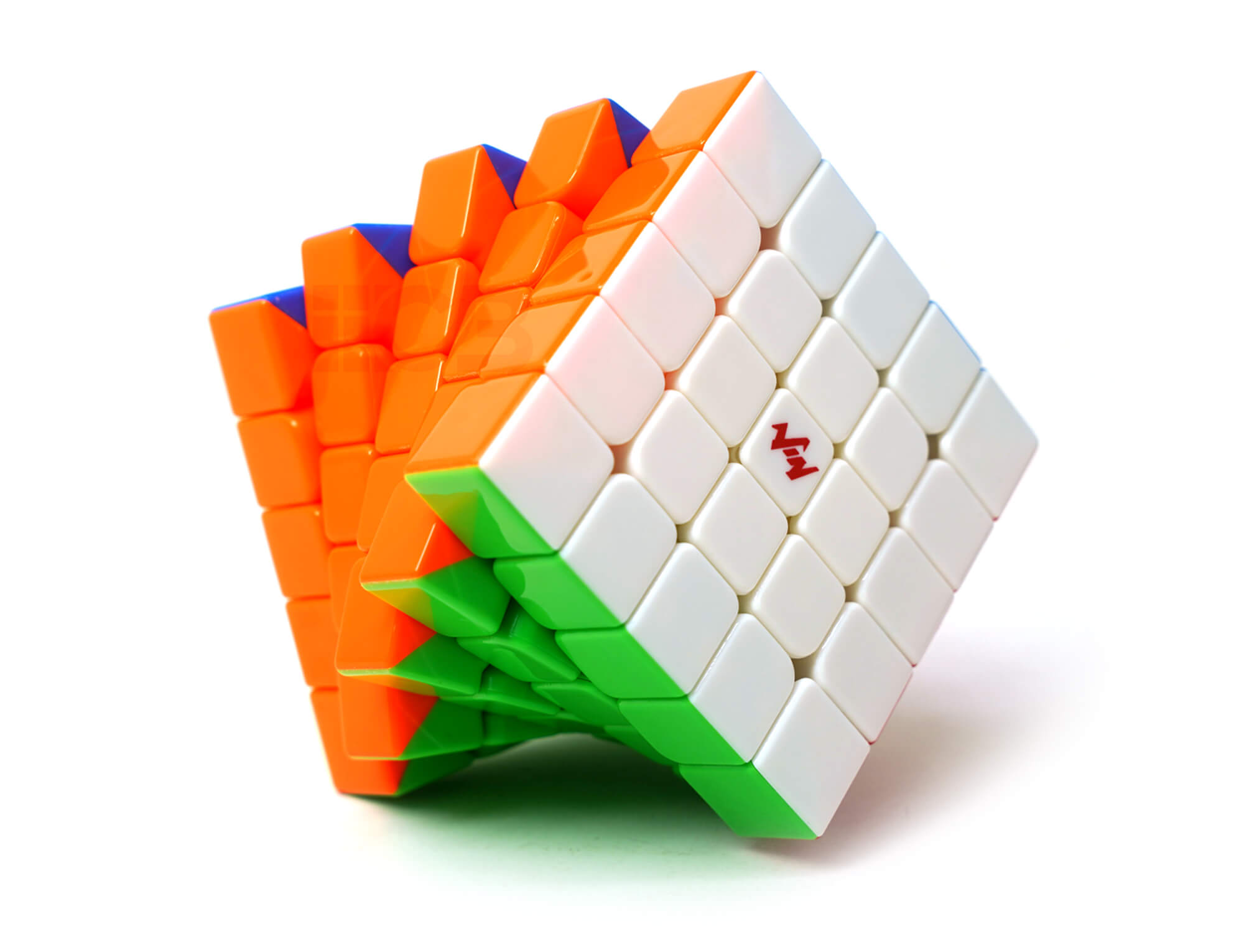 Cubo Mágico 5x5 Vinci Cube Diamond UV Ball Core Magnético — vista frontal com acabamento facetado colorido