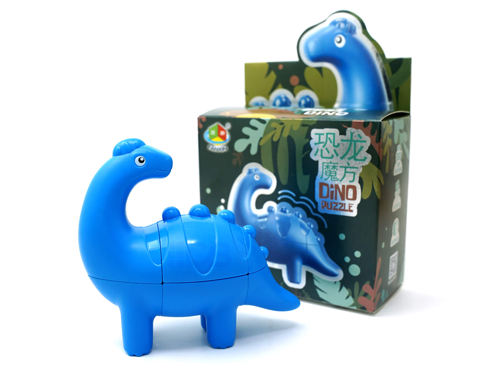 Diplodocus 2x2x3 Fanxin em movimento, mostrando a estrutura cuboide embaralhada
