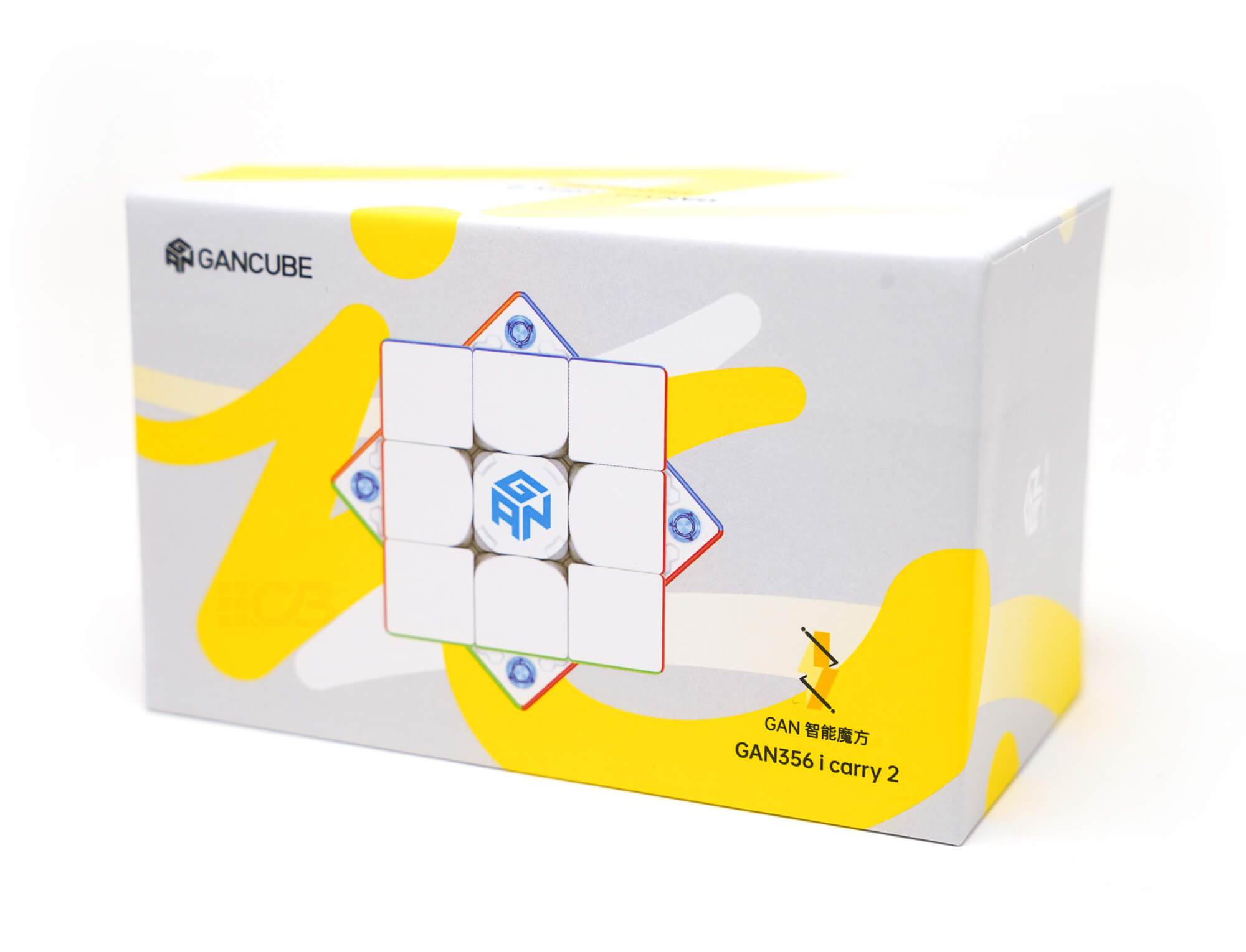 Cubo Mágico GAN 356 i Carry 2 stickerless vista frontal com bolsa de transporte