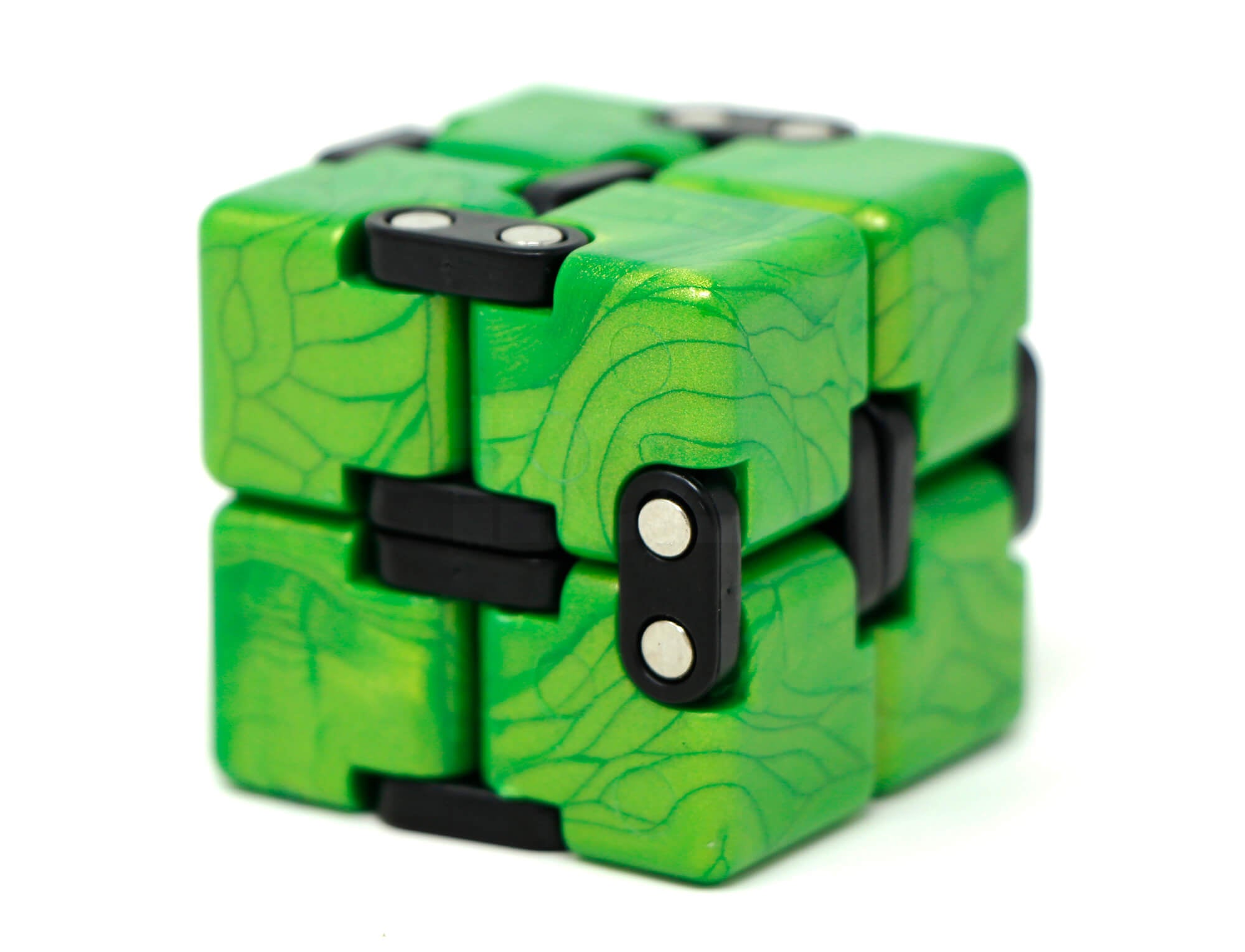 Cubo Infinito QiYi verde — vista frontal mostrando os 8 cubos interligados