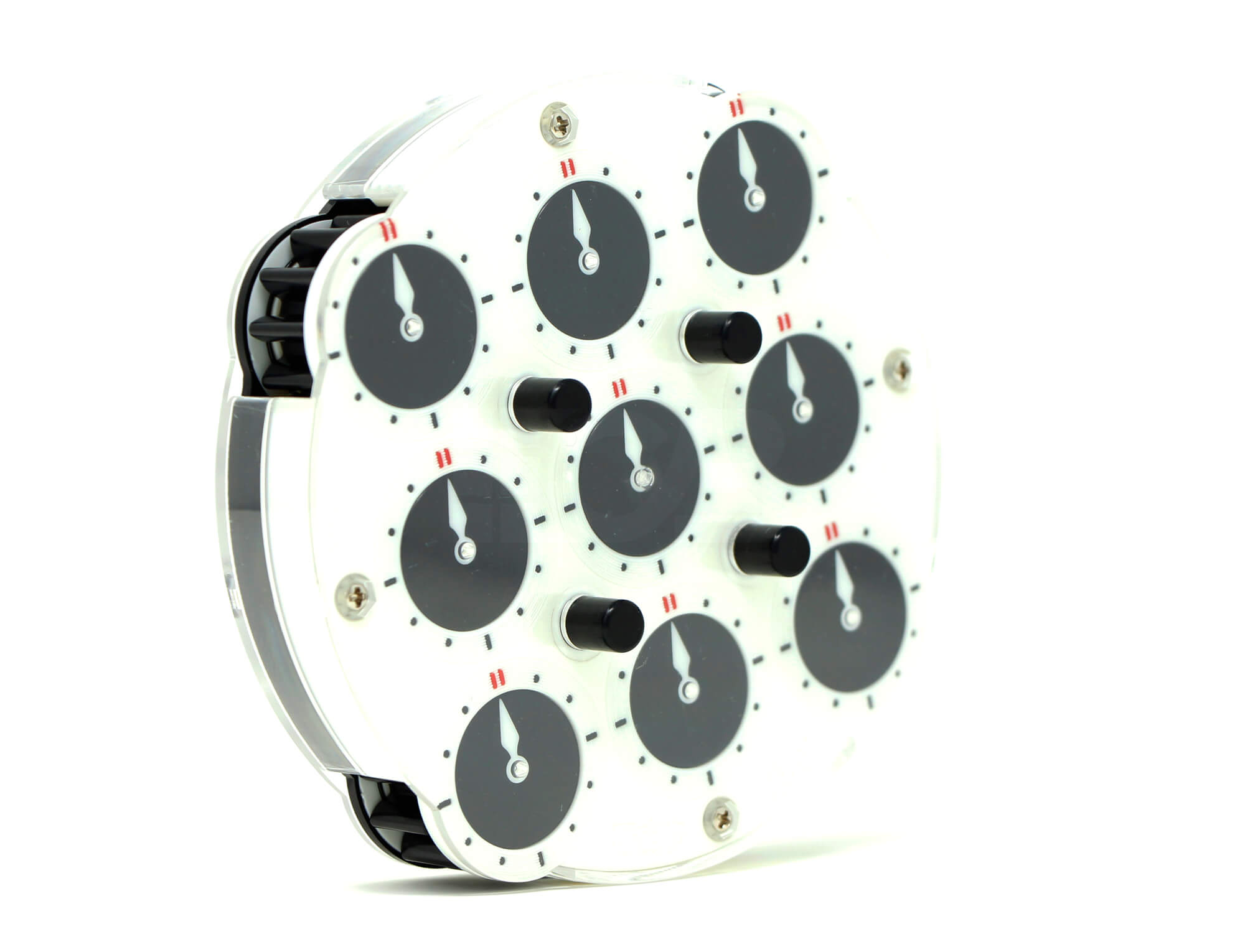 Clock QiYi Magnético aberto mostrando mecanismo interno de ponteiros
