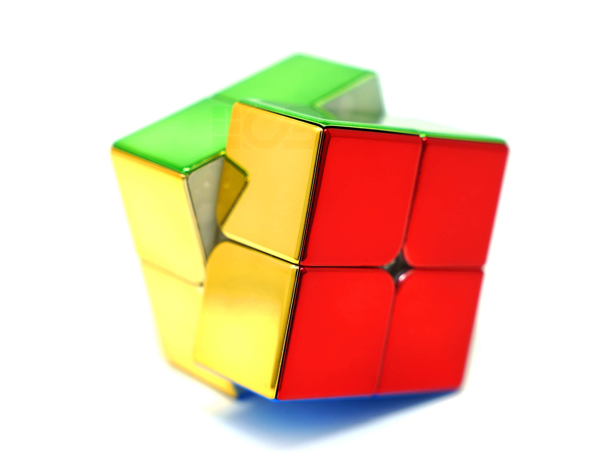 Cubo Mágico 2x2 Magnético Cyclone Boys — detalhe das faces com acabamento metálico premium