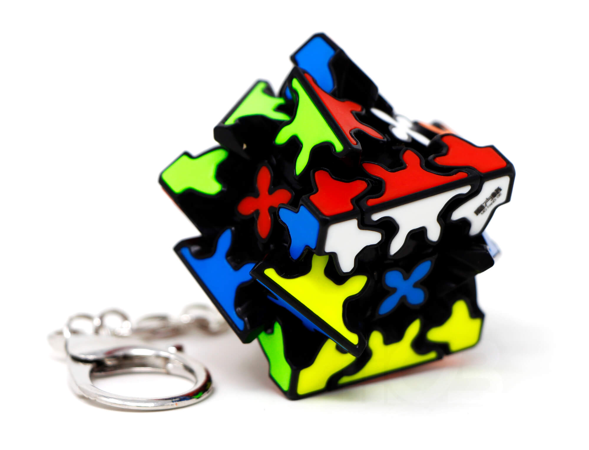 Detalhe do mecanismo de engrenagens do Gear Cube 3x3 Chaveiro QiYi