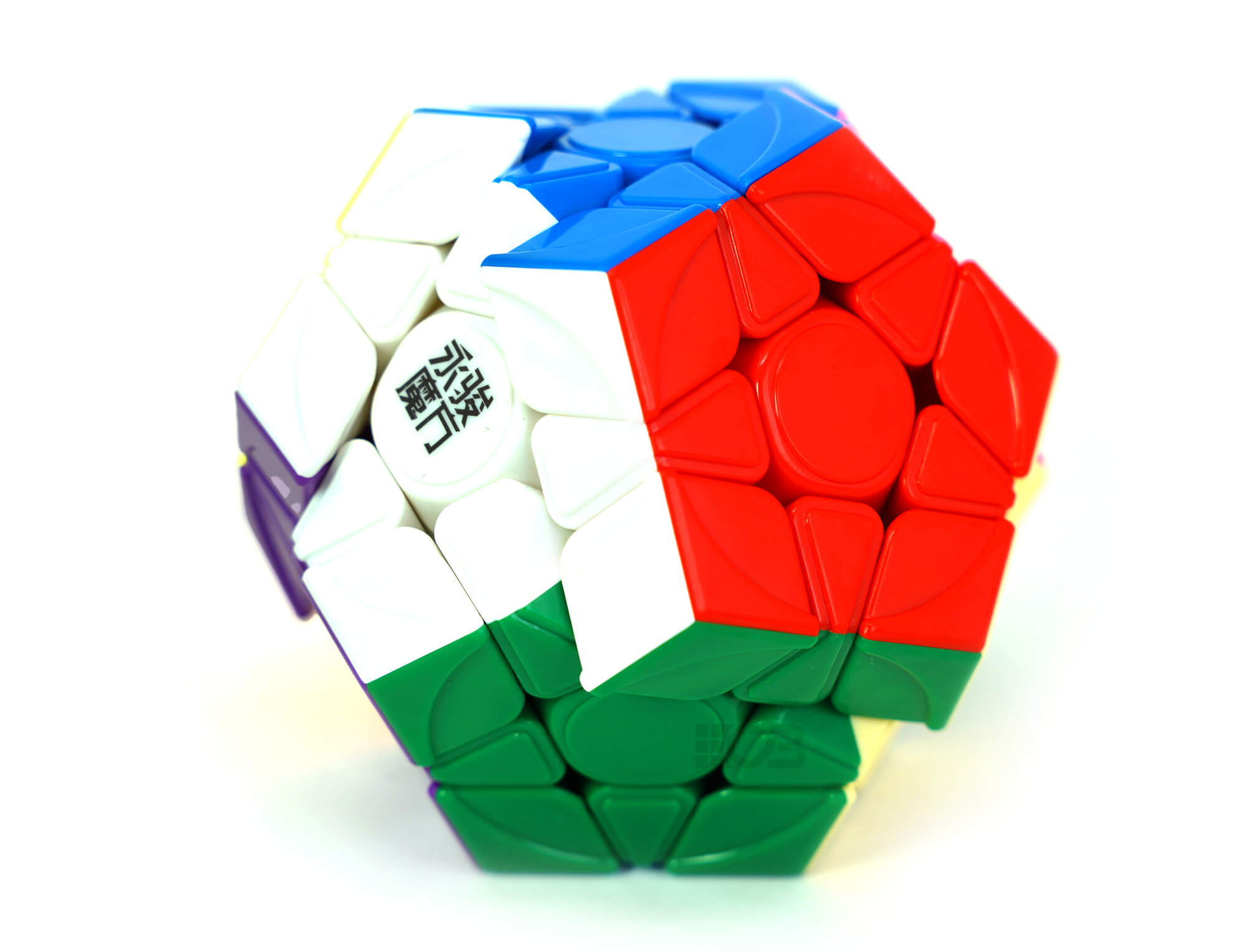 Megaminx Yuhu V2M — vista traseira com todas as cores visíveis