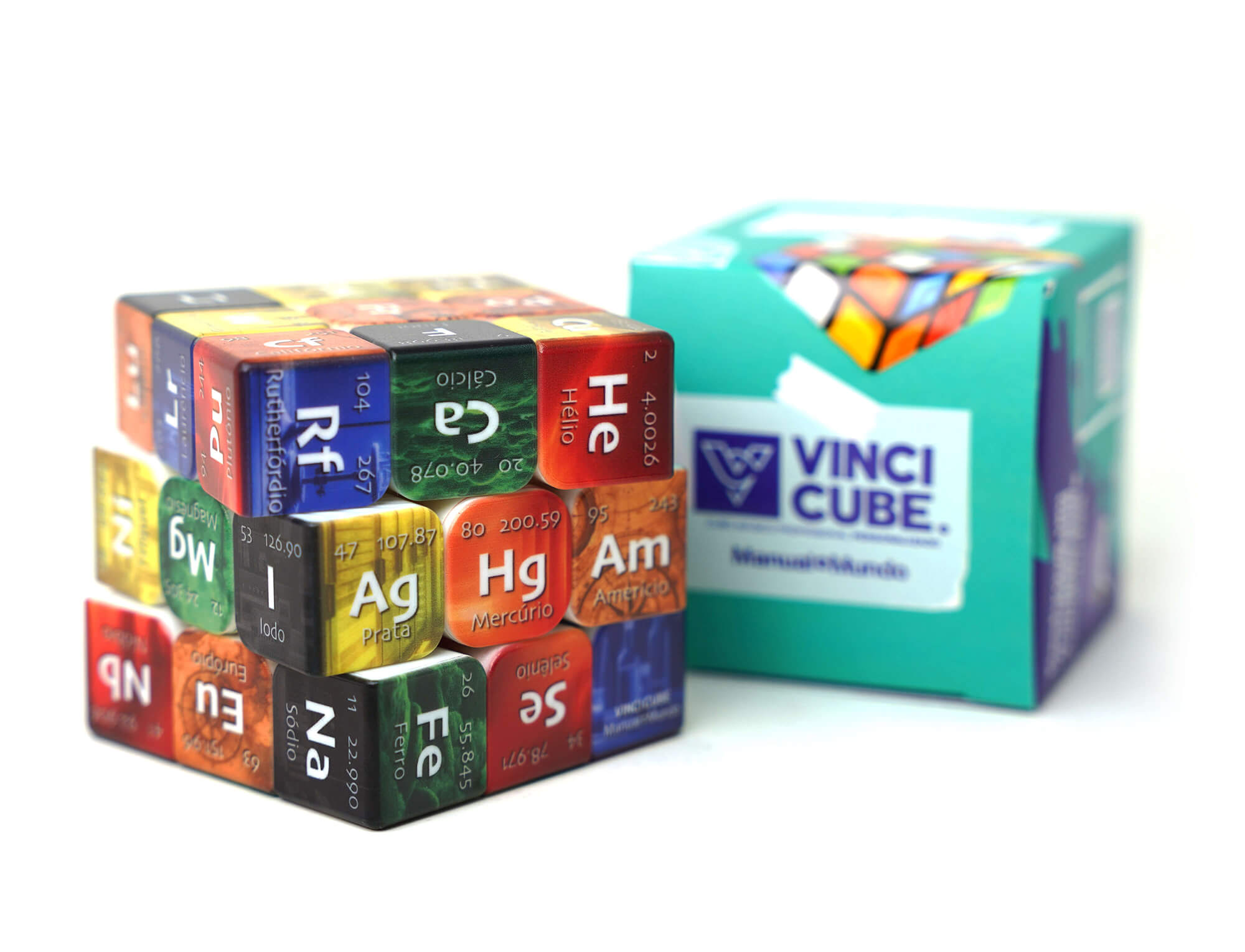 Face do cubo com elementos químicos agrupados por tecnologia e ciência