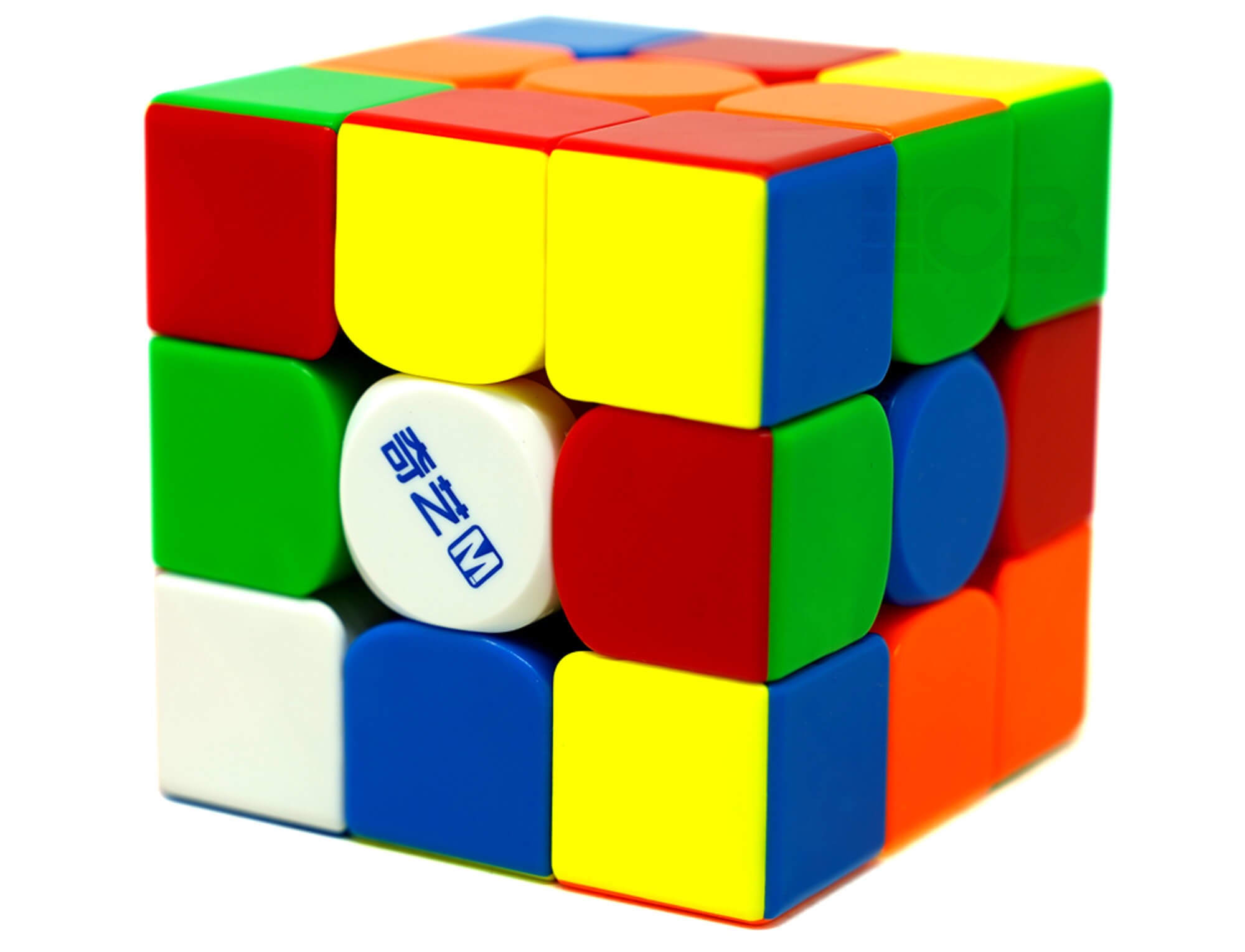Cubo Mágico 3x3 QiYi M Pro MagLev stickerless em vista frontal mostrando as três camadas