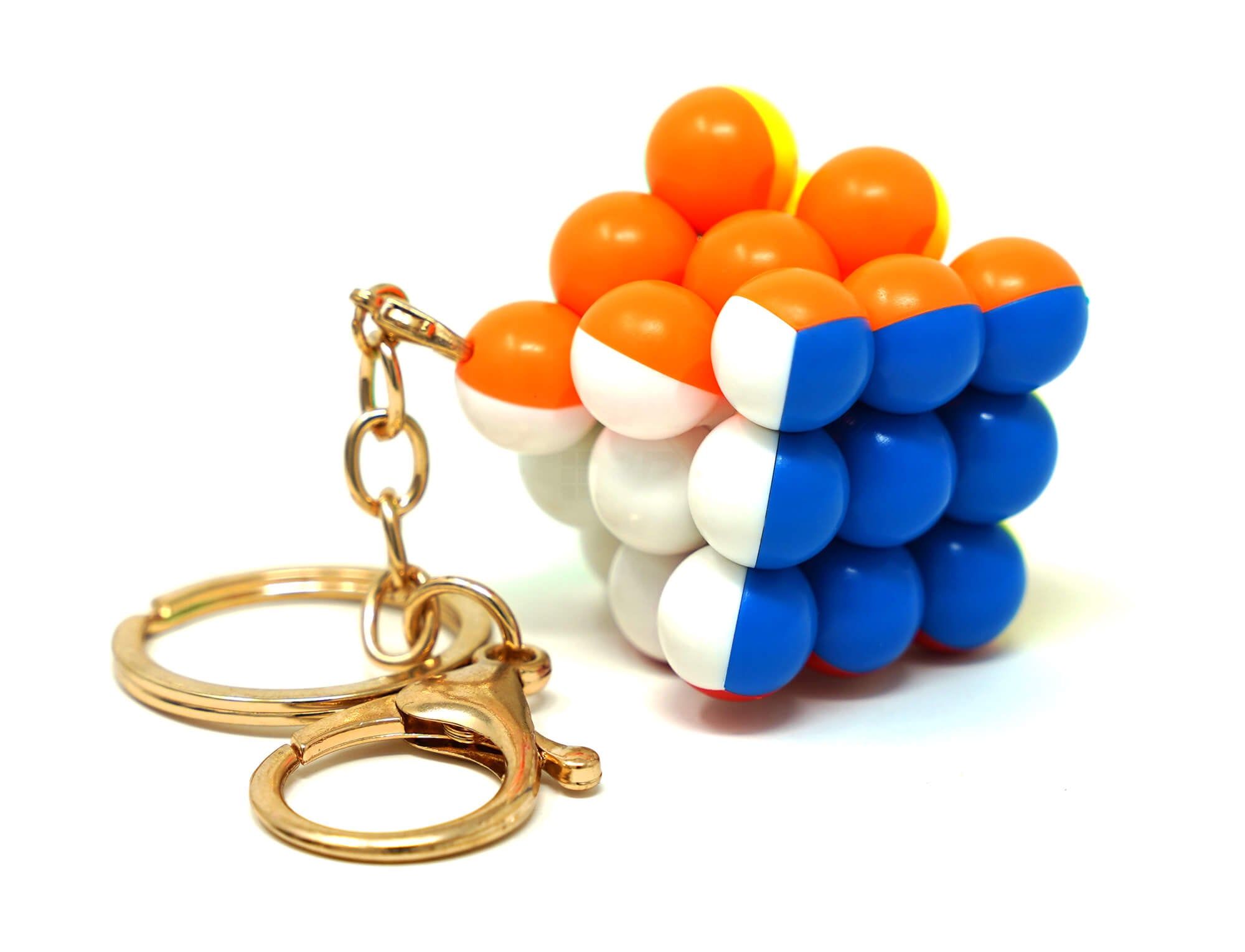 Cubo Mágico 3x3 Chaveiro Bolas YJ com peças esféricas coloridas — vista frontal