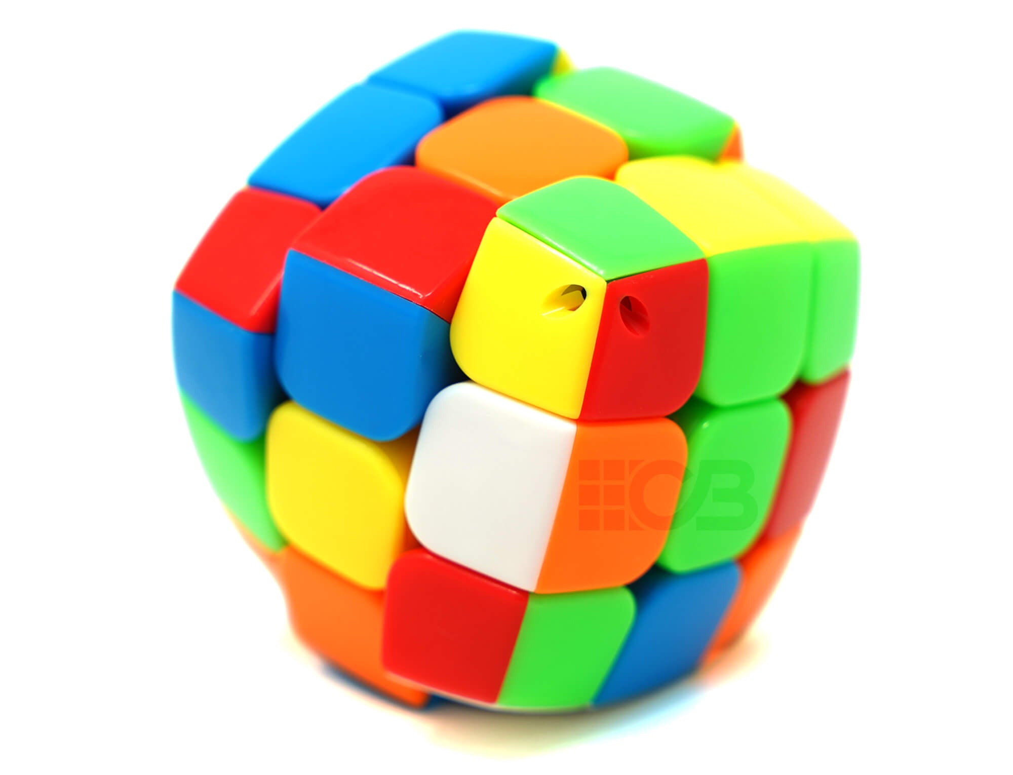 Cubo Mágico Chaveiro YJ 3x3 stickerless visto de frente com mosquetão