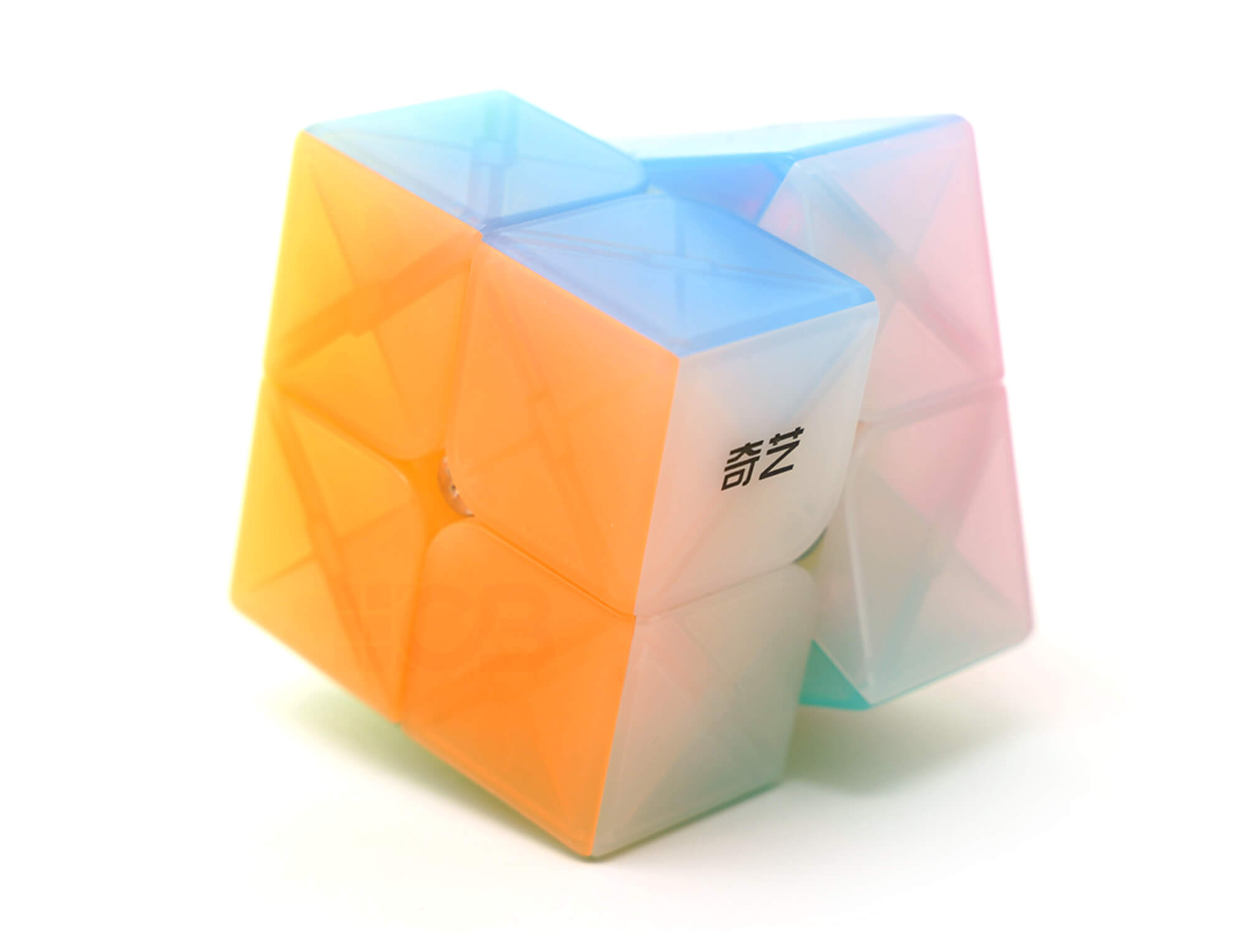 Vista lateral do Cubo Mágico 2x2 QiDi S Jelly QiYi mostrando transparência das peças