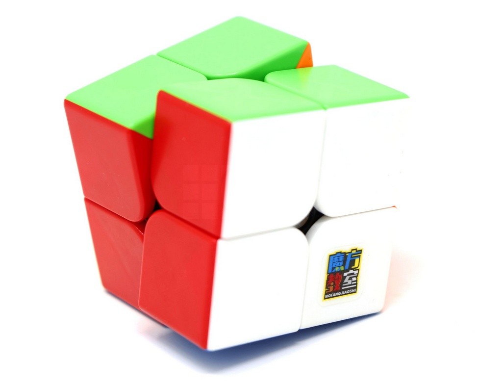 Cubo Mágico 2x2 MoYu Meilong Magnético Stickerless — vista frontal com peças coloridas