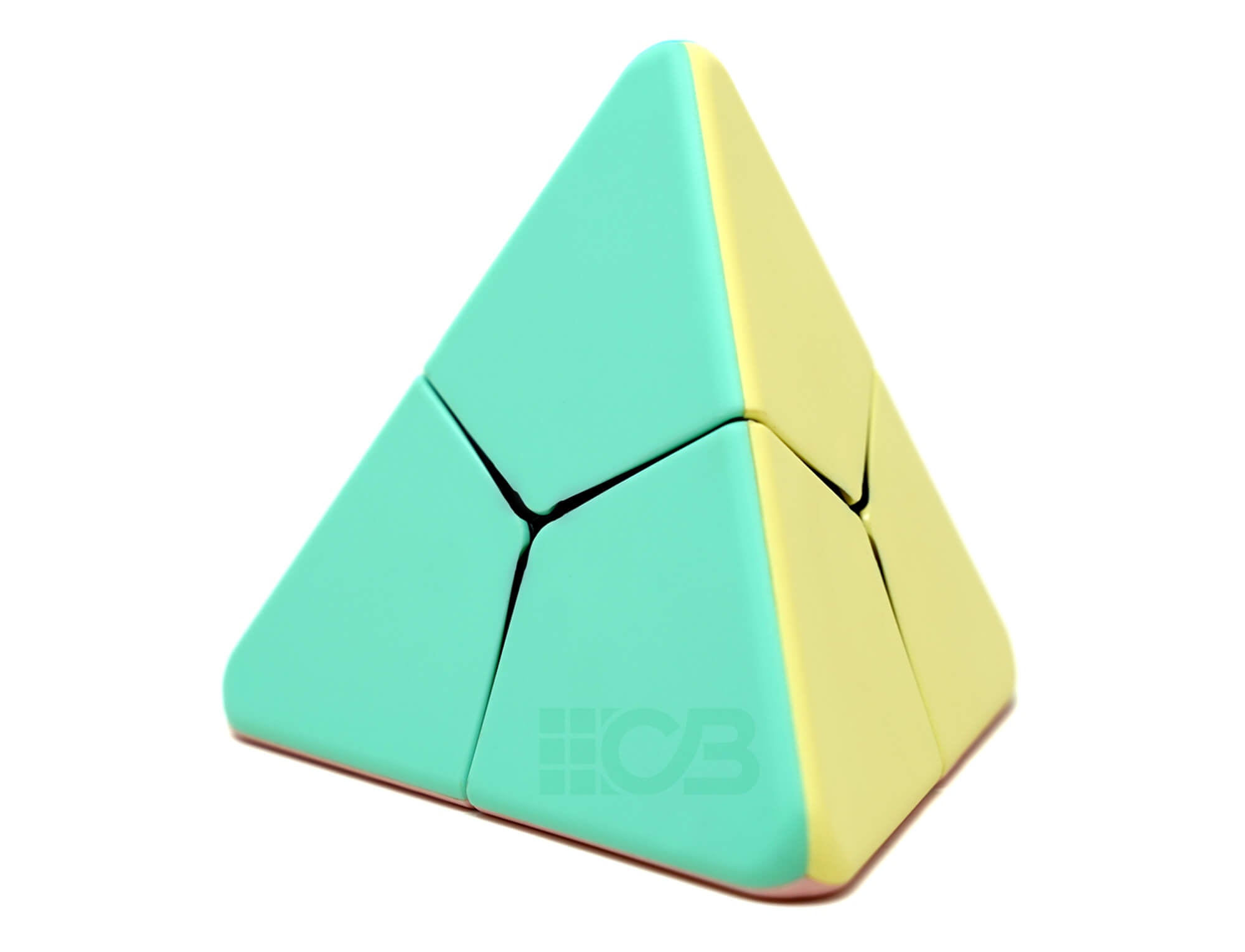 Pyraminx Corner Twist Pastel MoYu — detalhe das peças e acabamento stickerless pastel