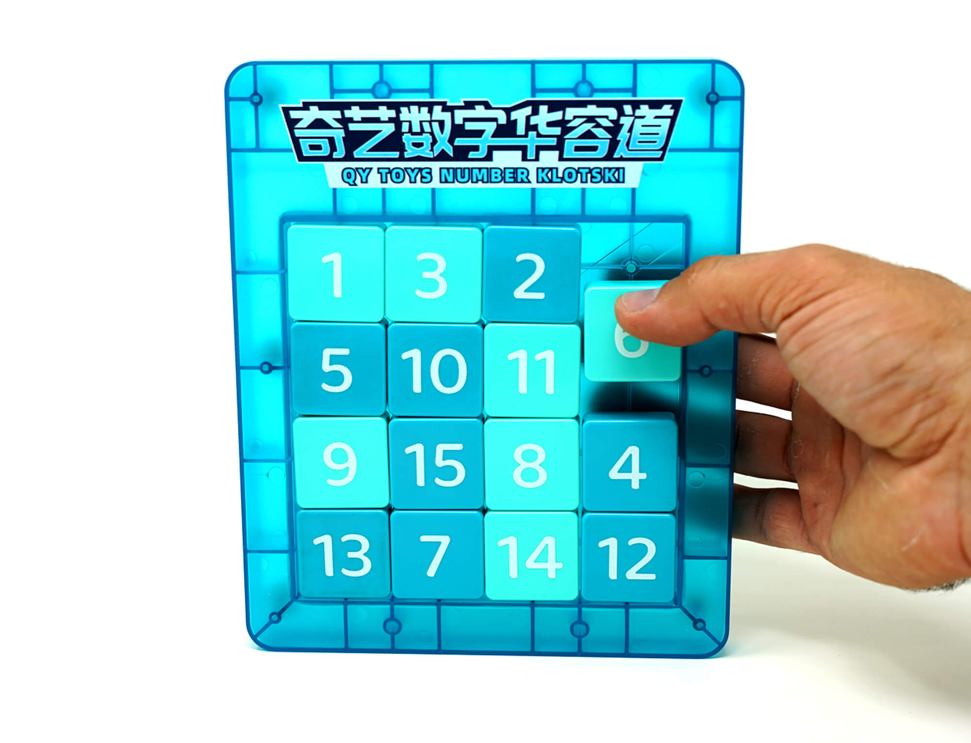 Racha Cuca 4x4 Magnético QiYi azul transparente — embalagem e puzzle completo