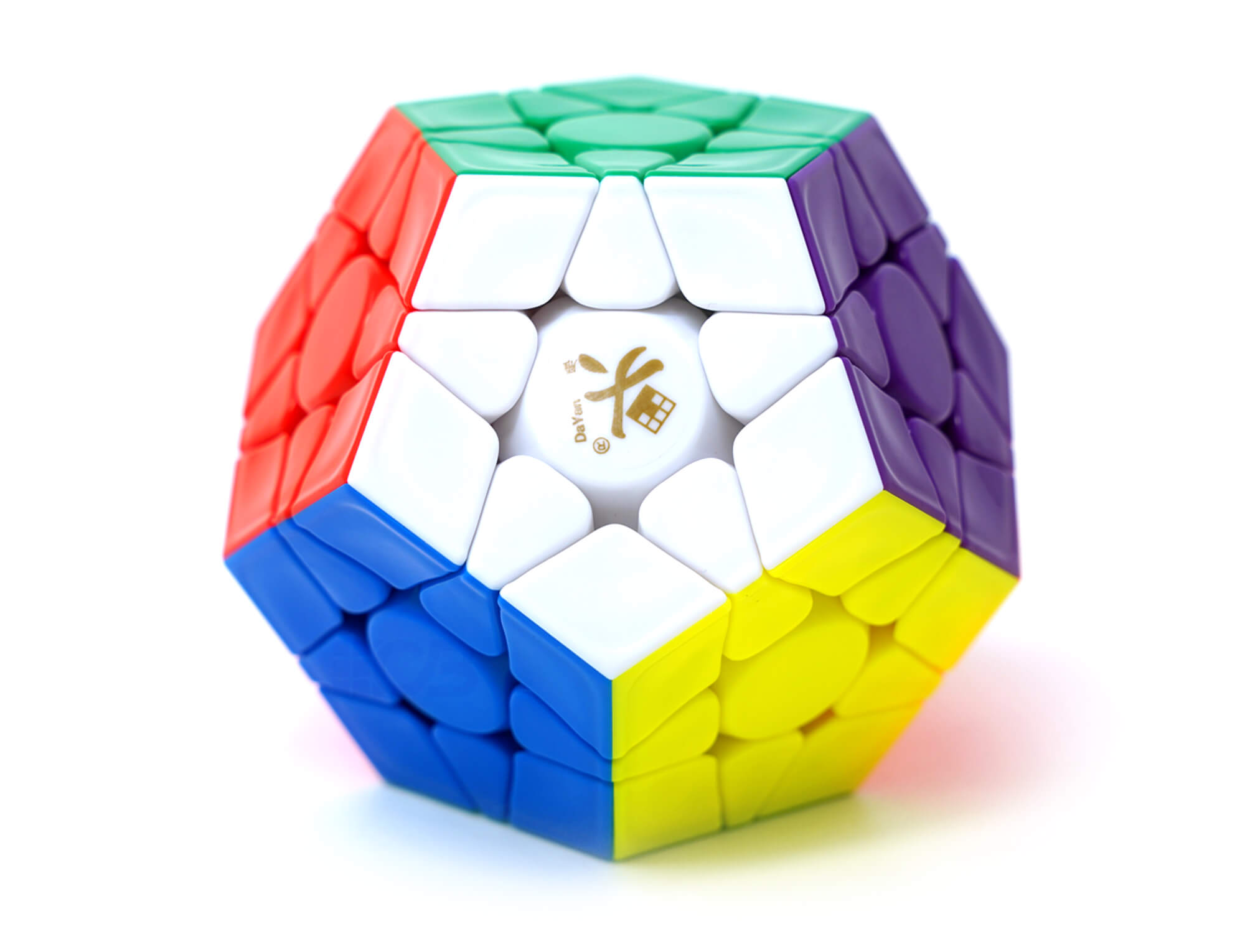 Megaminx DaYan V2M Magnético stickerless — vista frontal mostrando as doze faces coloridas