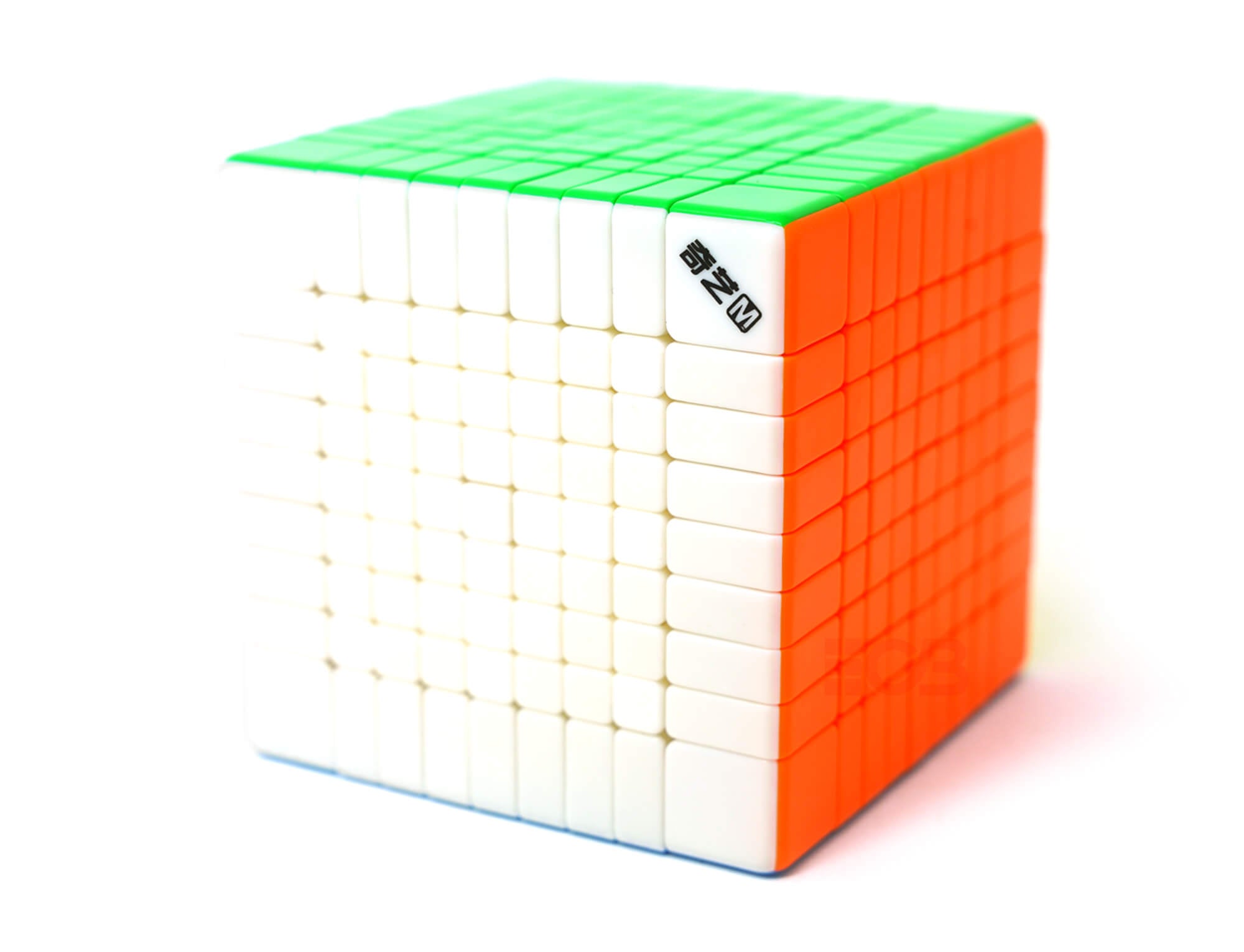 Cubo Mágico 9x9 QiYi Magnético Stickerless — ângulo lateral evidenciando a estrutura de peças