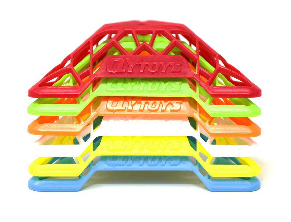 Kit com 6 bases expositoras DNA sortidas para Cubo Mágico, vista frontal do conjunto completo
