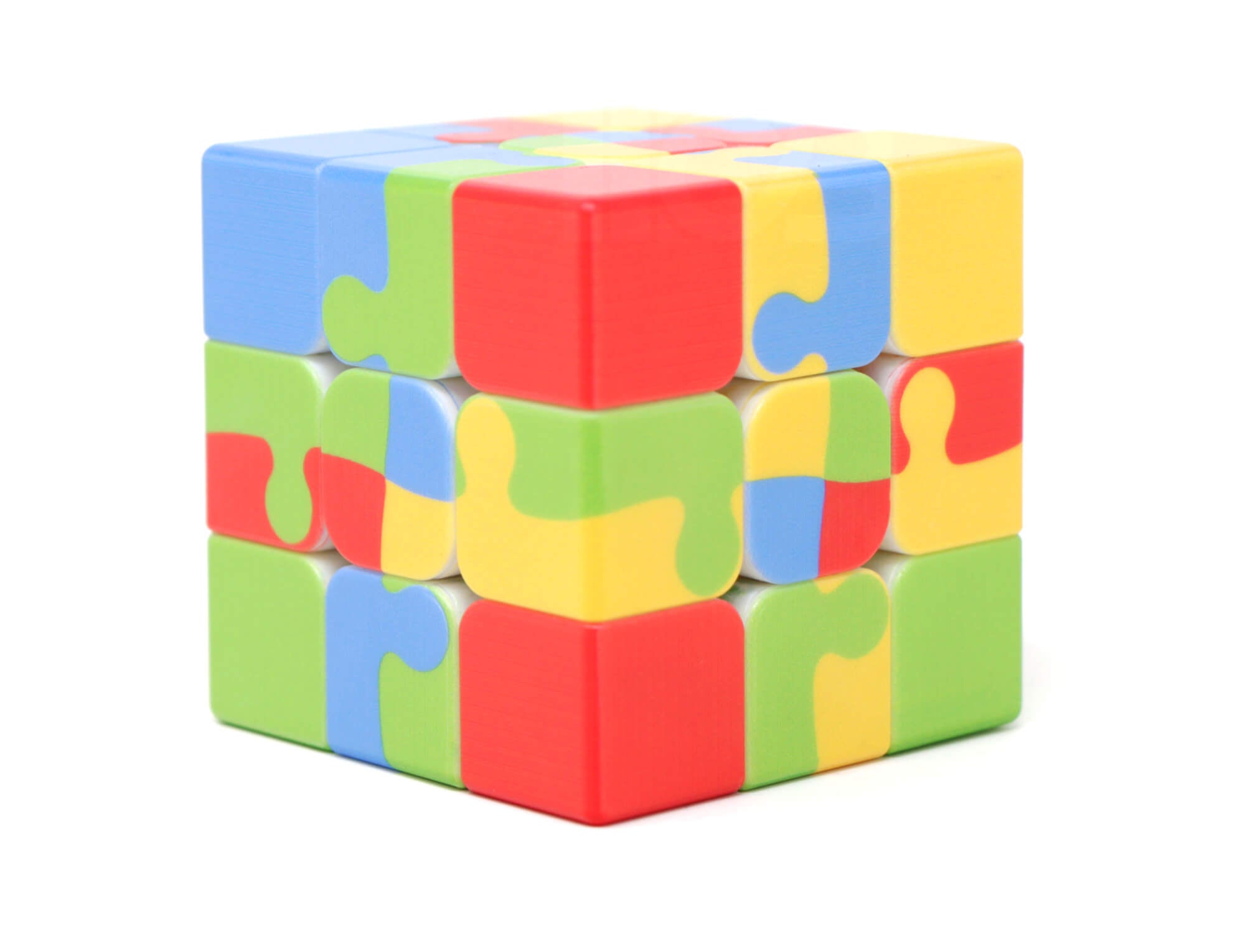 Vista lateral do Cubo Mágico 3x3 personalizado mostrando detalhe da impressão UV