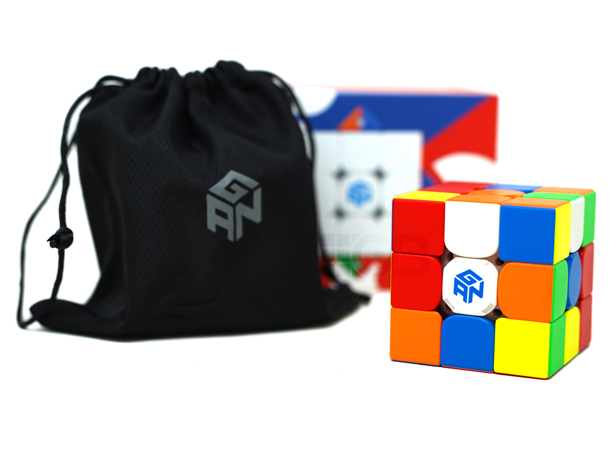 Cubo Mágico 3x3 GAN 356 i3 V2 Bluetooth Magnético — vista frontal com peças coloridas stickerless