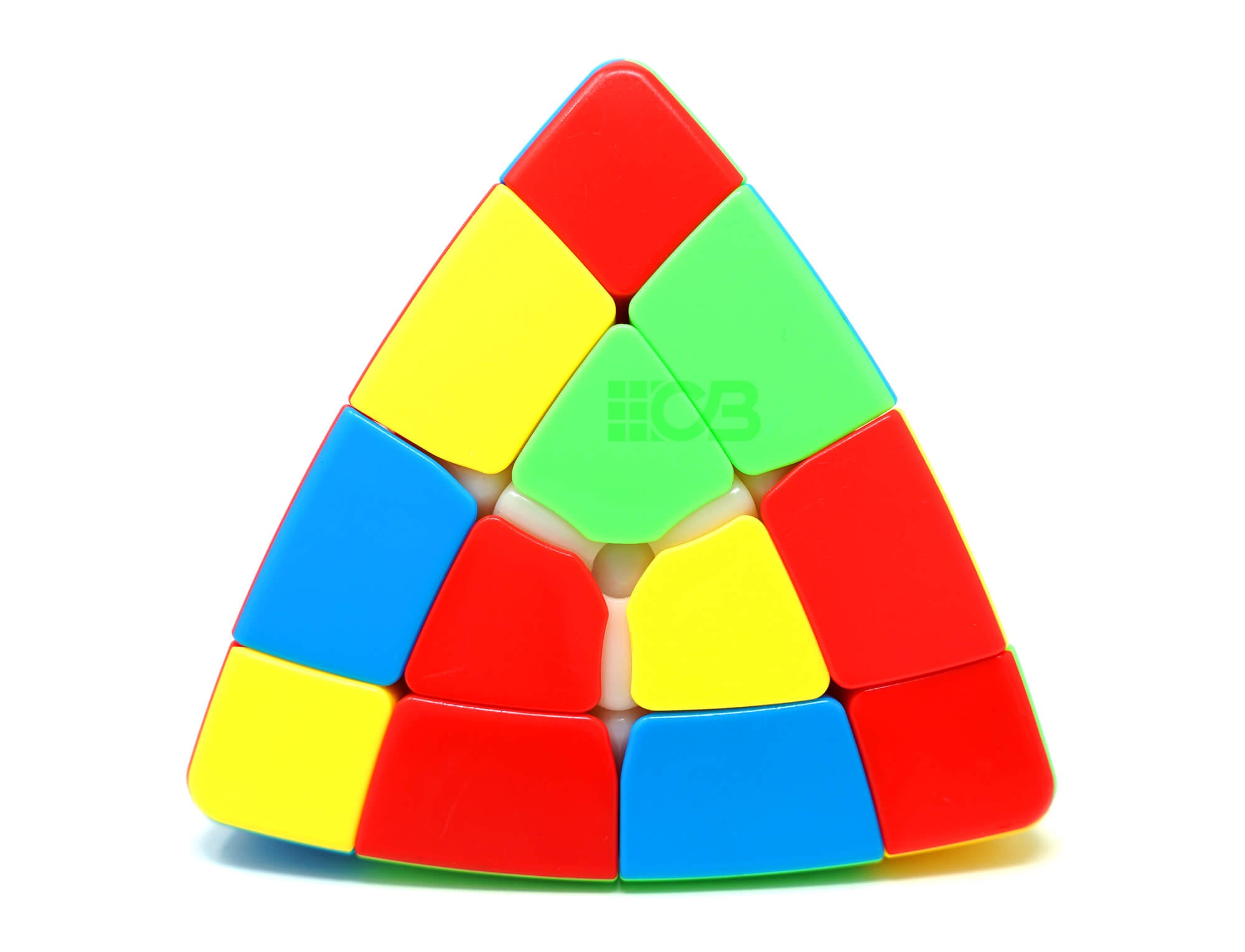 Pyraminx 4x4 Tower SengSo stickerless visto de frente, mostrando a forma piramidal com quatro camadas