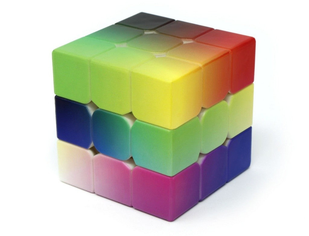 Cubo Mágico 3x3 Personalizado RGB Vinci Cube — ângulo lateral mostrando as cores da estampa em movimento