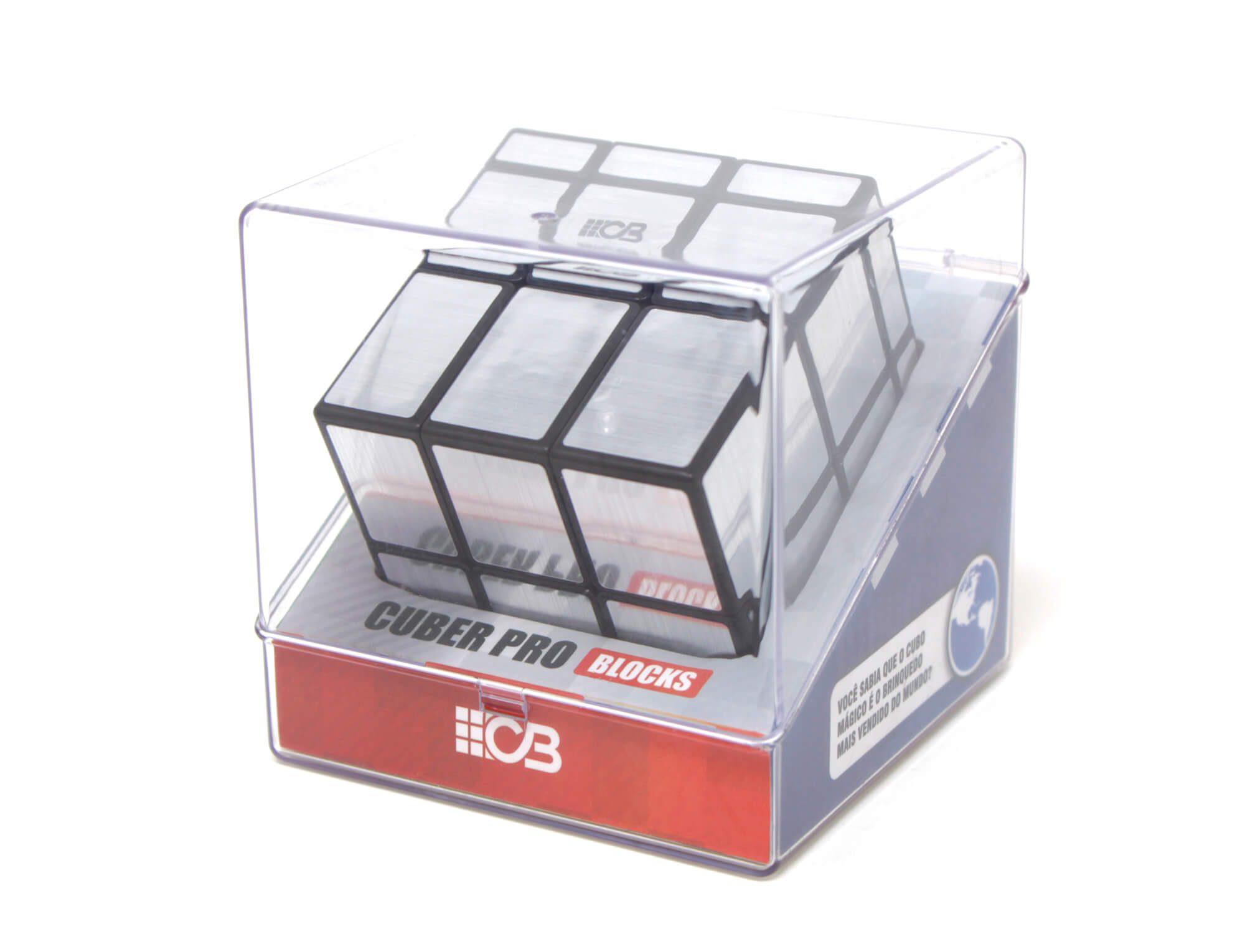 Mirror Blocks 3x3 prateado Cuber Pro — vista frontal do cubo embaralhado