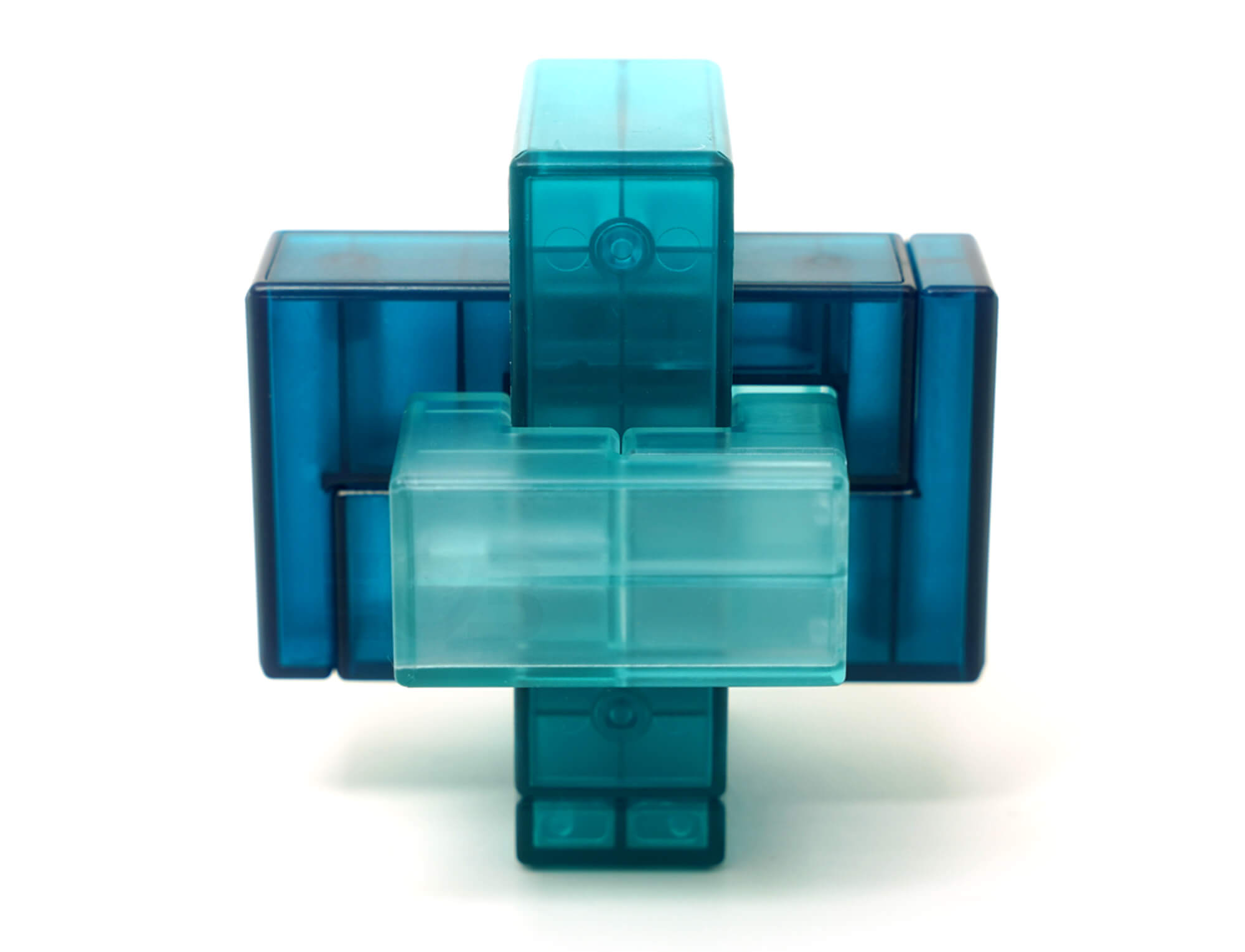 Kong Ming Heart to Heart QiYi azul — peças separadas mostrando o mecanismo de encaixe