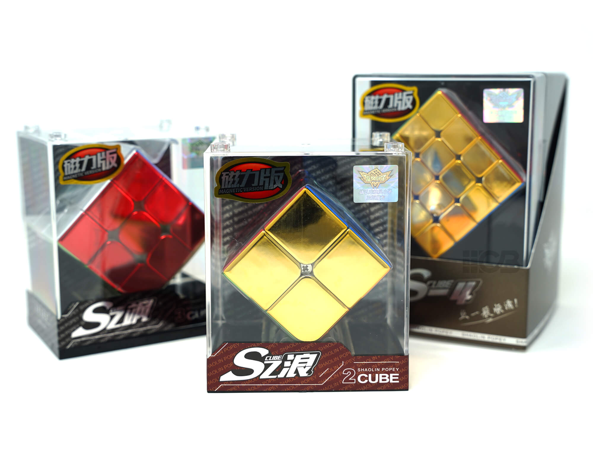 Kit Cubo Mágico 2x2 + 3x3 + 4x4 Metálicos Magnéticos Cyclone Boys