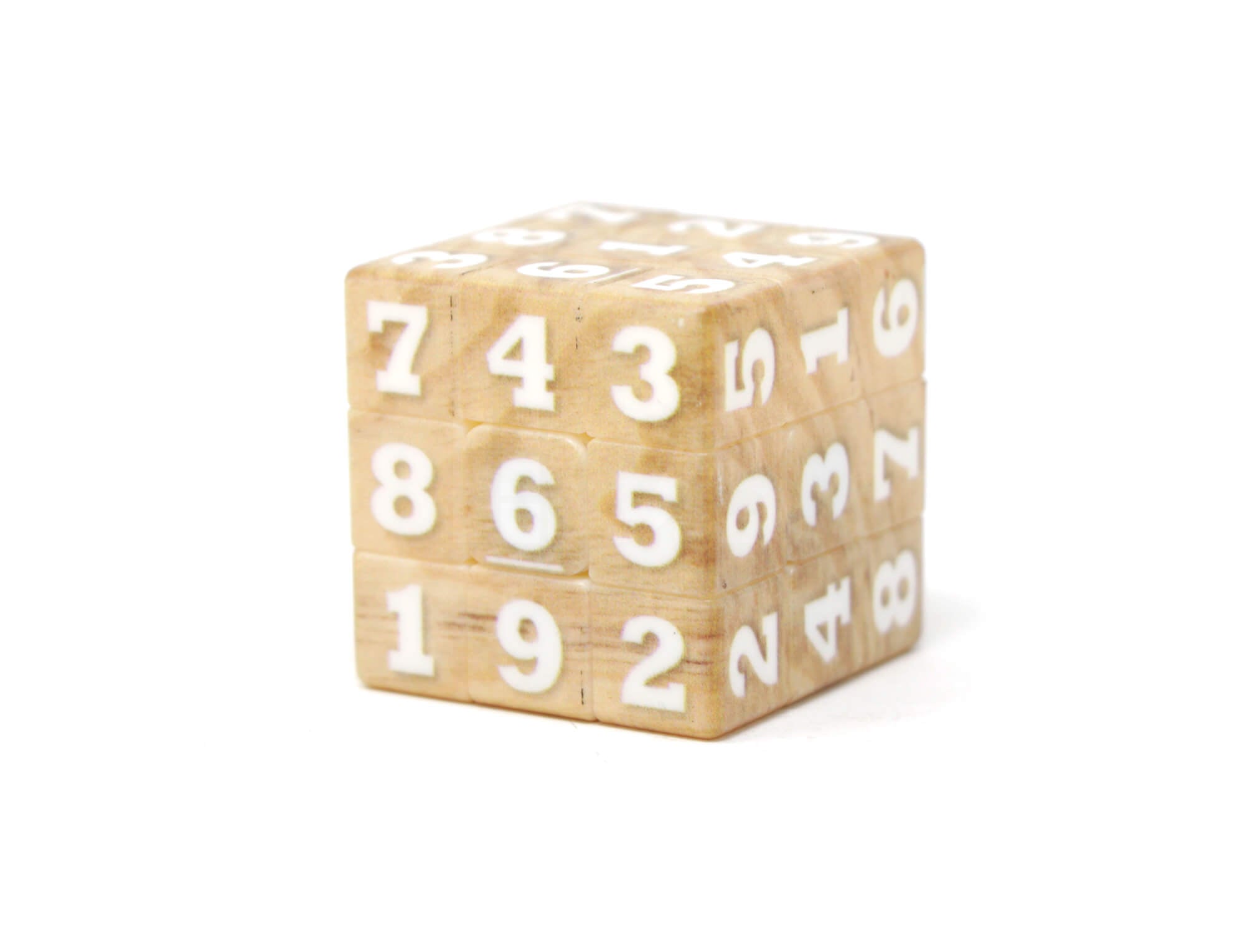Detalhe da impressão UV do Cubo Mágico Mini Sudoku — sem adesivos, acabamento profissional