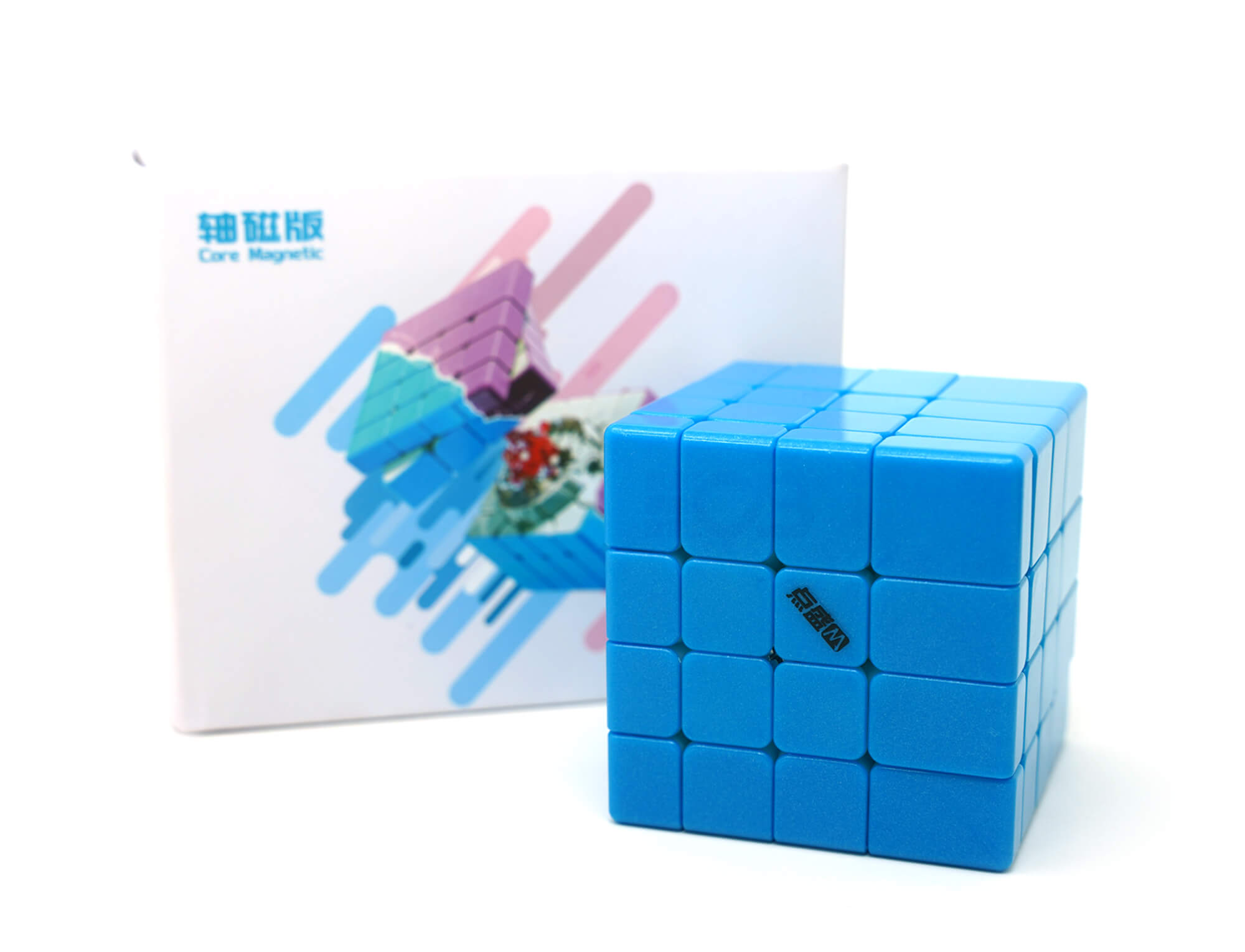 Camadas do Mirror Blocks 4x4 Diansheng azul durante giro, destacando o alinhamento magnético