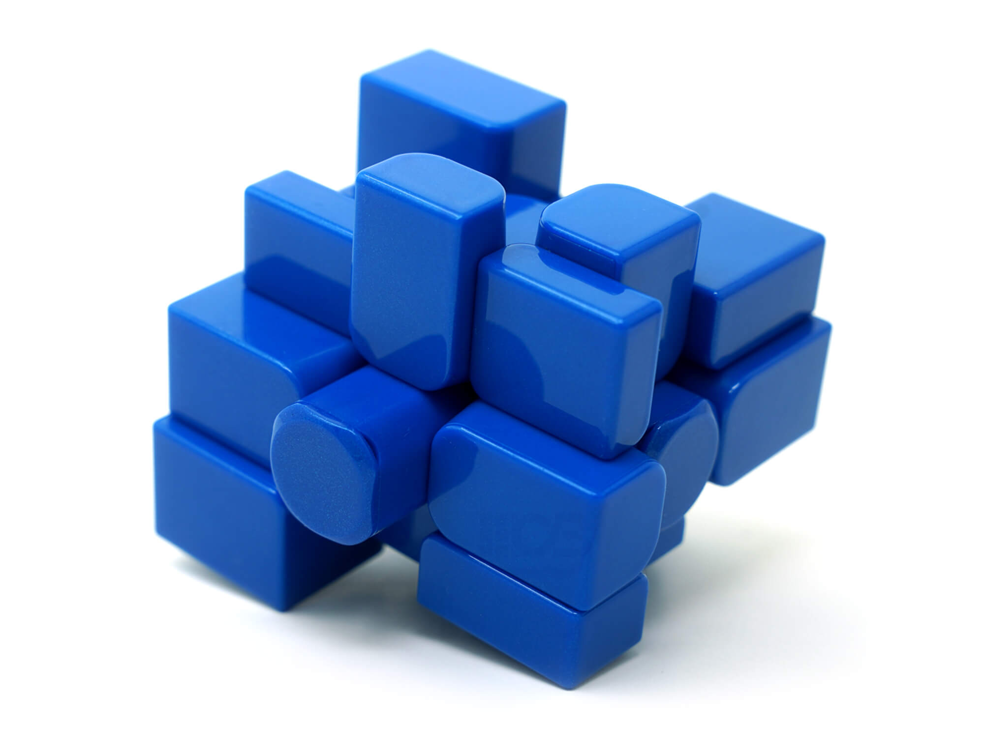 Mirror Blocks 3x3 MoYu azul com acabamento UV espelhado — ângulo lateral