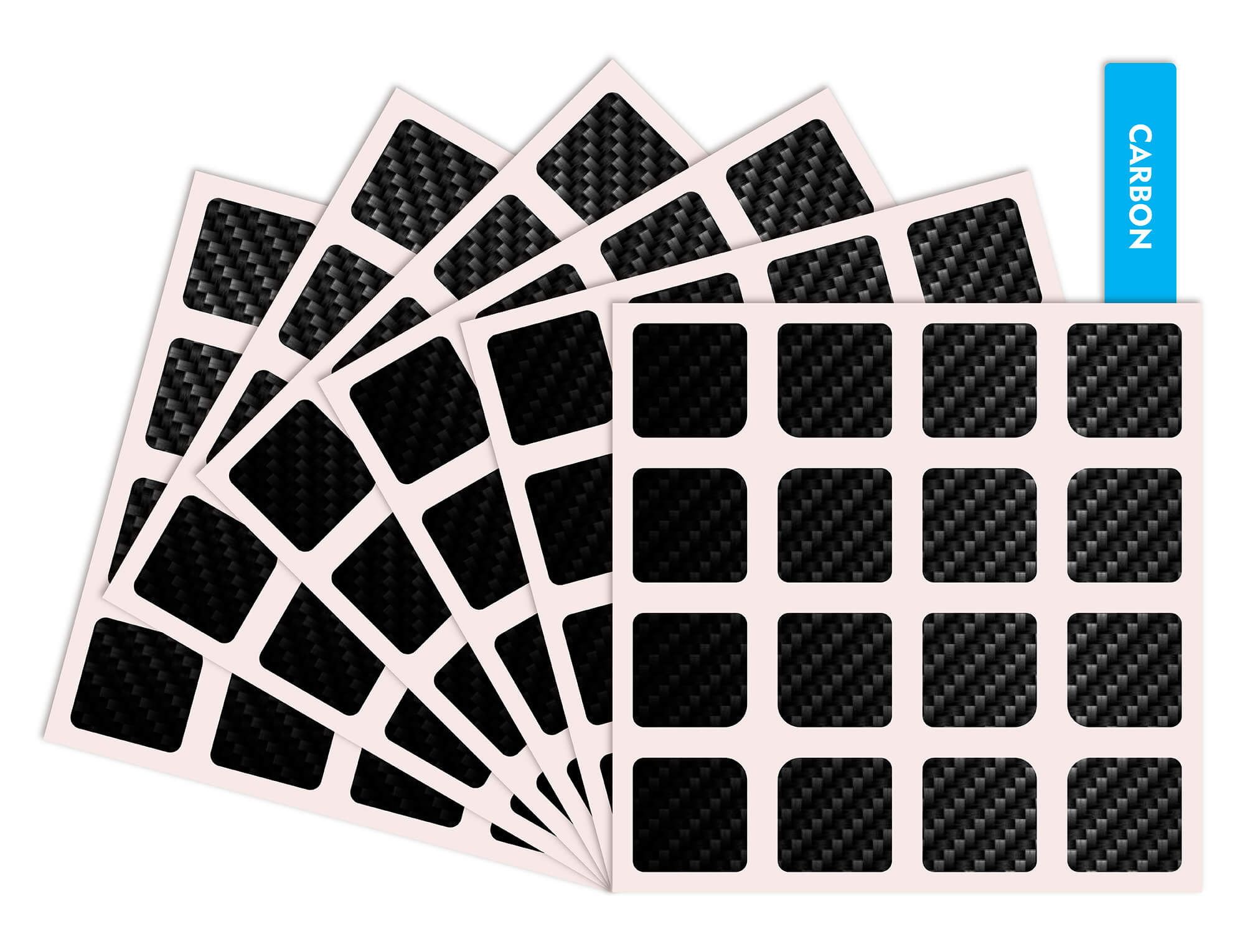 Adesivos para cubo mágico 4x4 — visualização completa das cores do kit