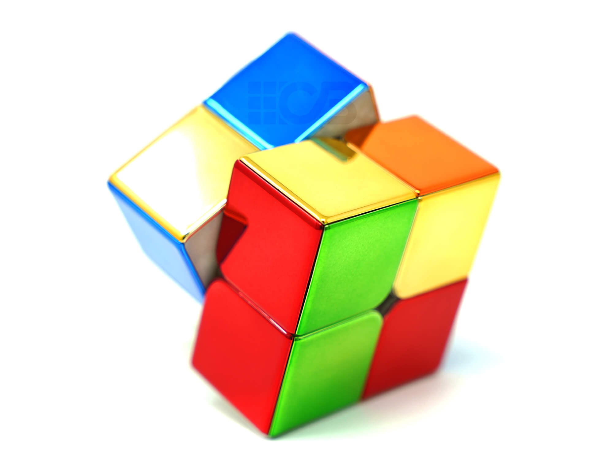 Cubo Mágico 2x2 Metálico Magnético Cyclone Boys — vista frontal com acabamento metálico nas faces