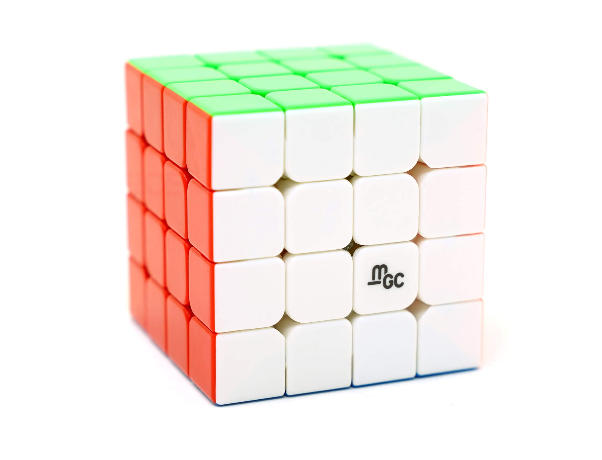 Cubo Mágico 4x4 YJ MGC em ângulo mostrando detalhes do mecanismo e acabamento das peças
