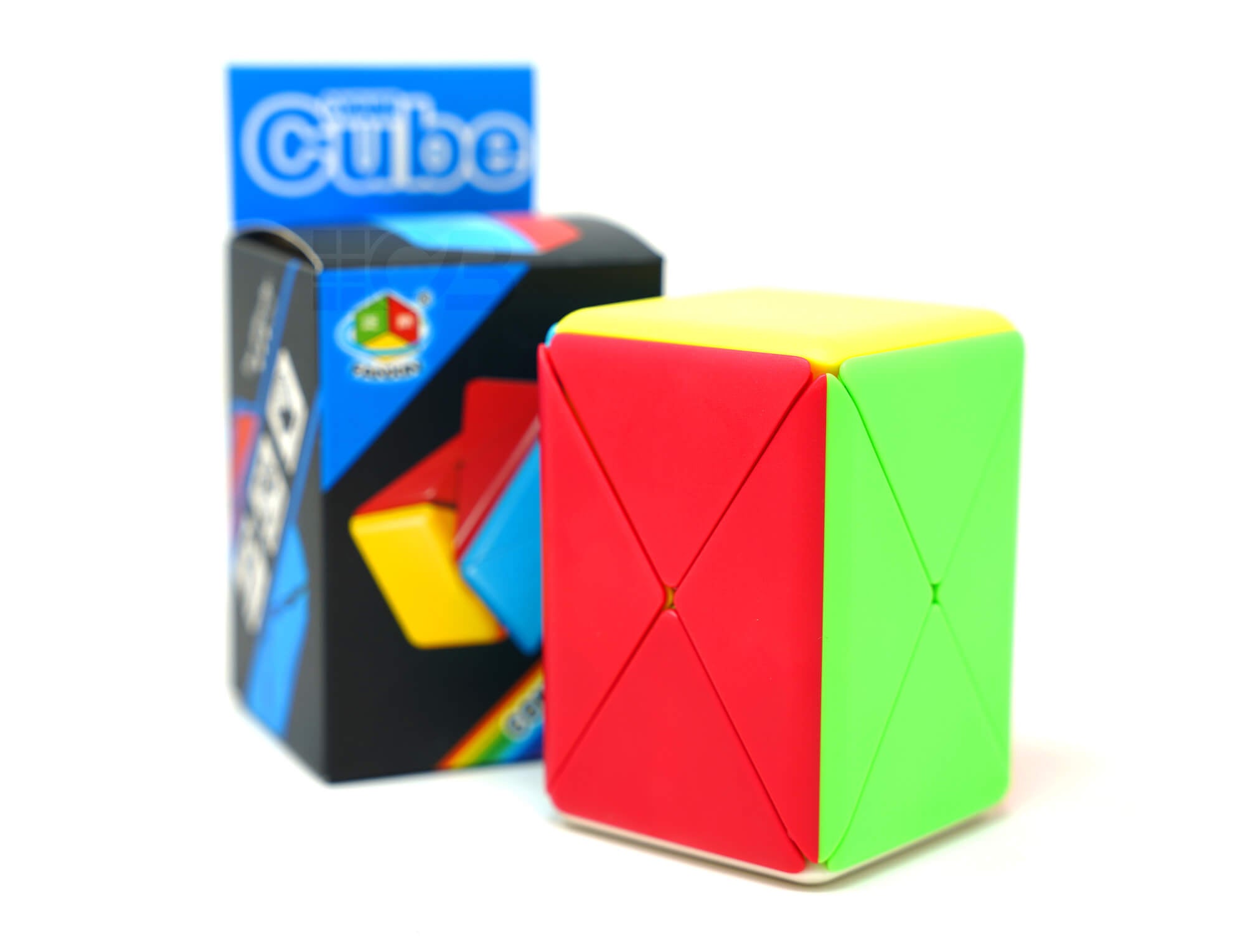 Cuboide Container Fanxin em ângulo destacando o mecanismo e o formato de container