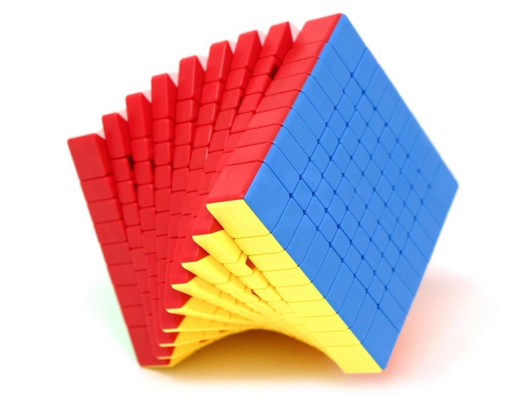 Cubo Mágico 9x9 Meilong MoYu em ângulo lateral mostrando a profundidade das camadas