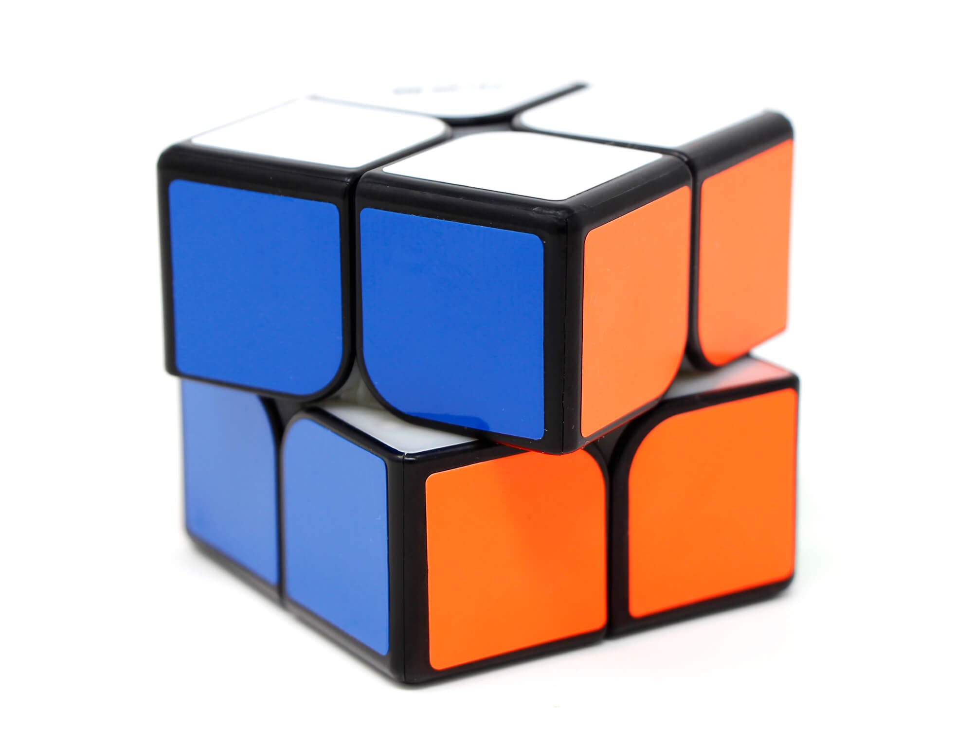 Cubo Mágico 2x2 MS QiYi stickerless em destaque, peças coloridas sem adesivos