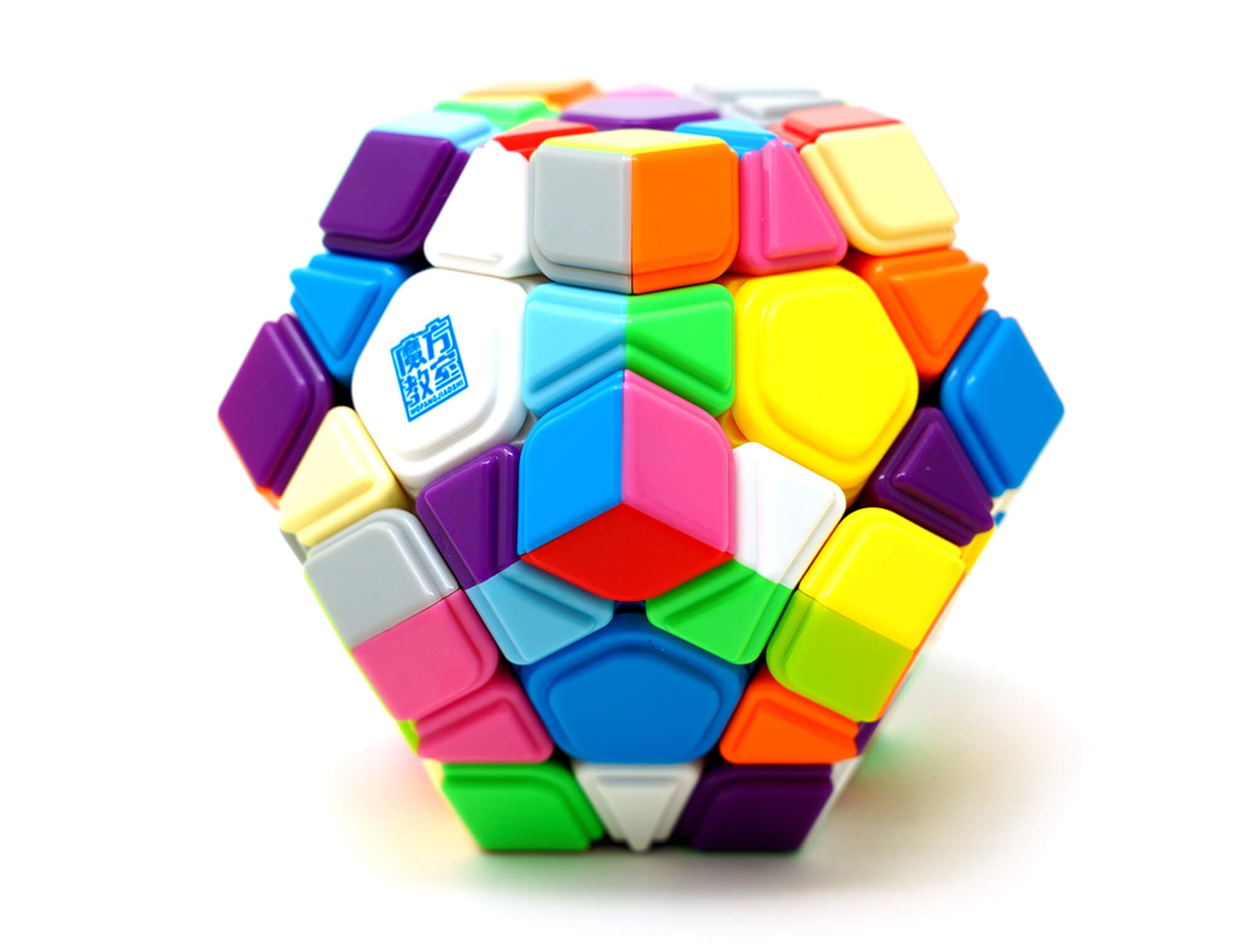 Megaminx Meilong V2 stickerless em movimento — camada deslocada mostrando fluidez do giro