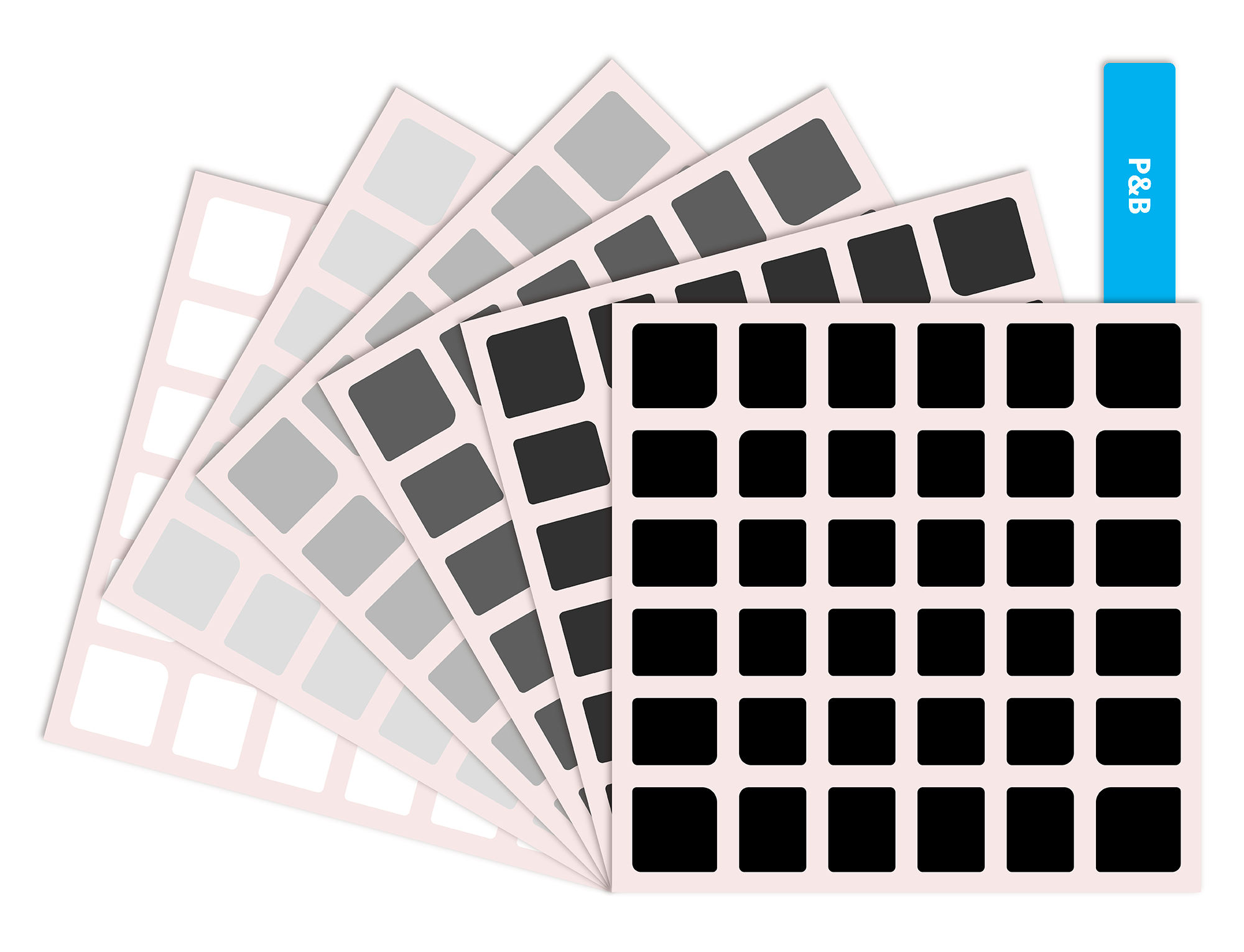 Kit adesivos 6x6 68 mm ao lado de um Cubo Mágico 6x6 para referência de tamanho