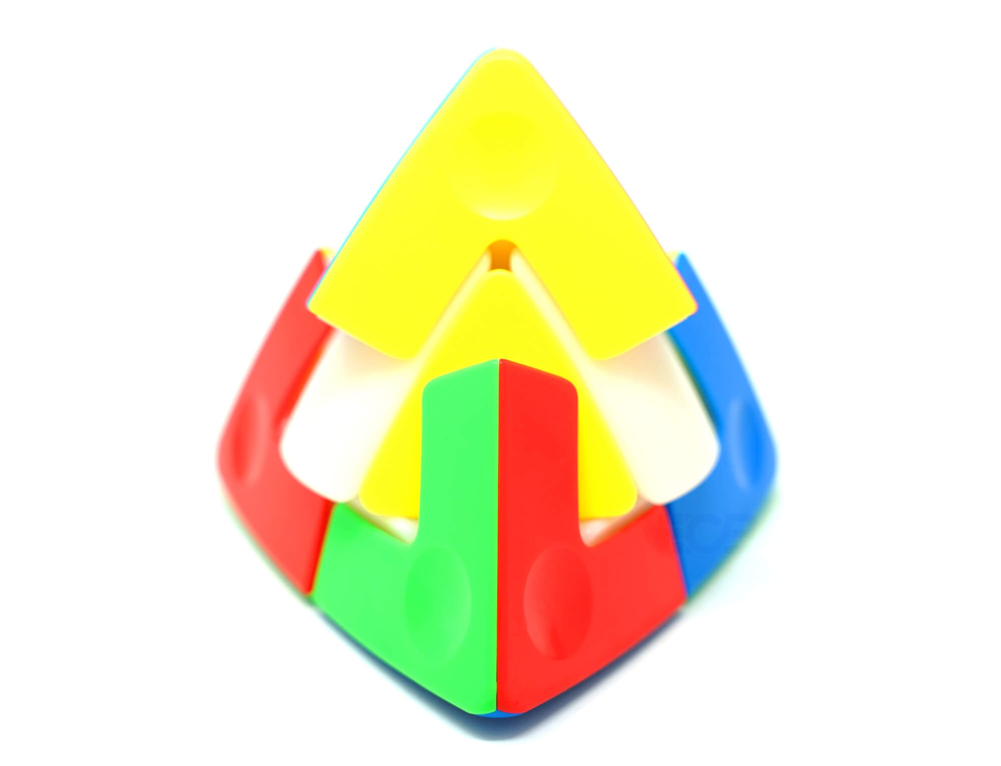 Pyraminx Duo SengSo — vista superior com as cores bem definidas