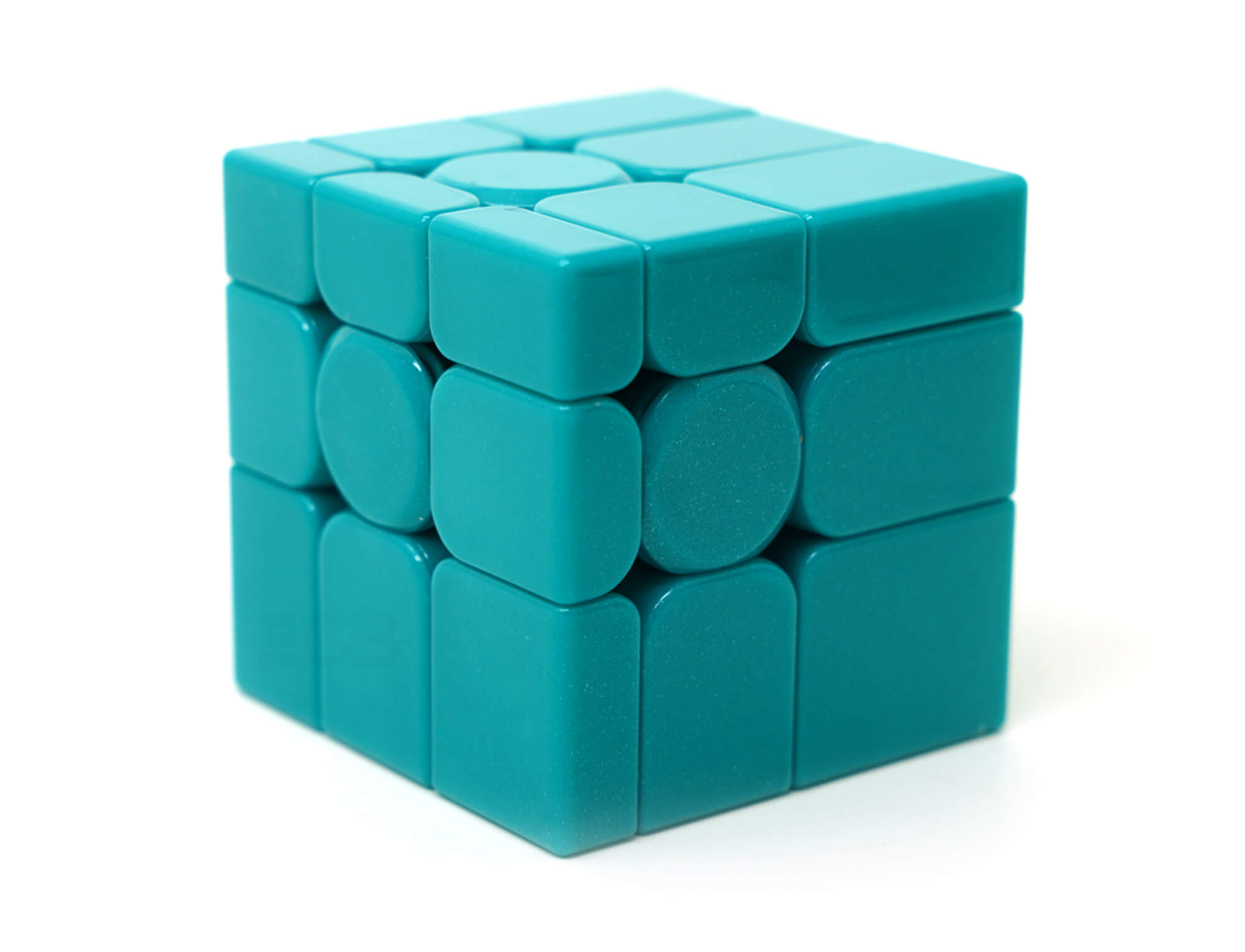 Mirror Blocks 3x3 MoYu Mofang V2 Magnético Verde UV — vista frontal embaralhado