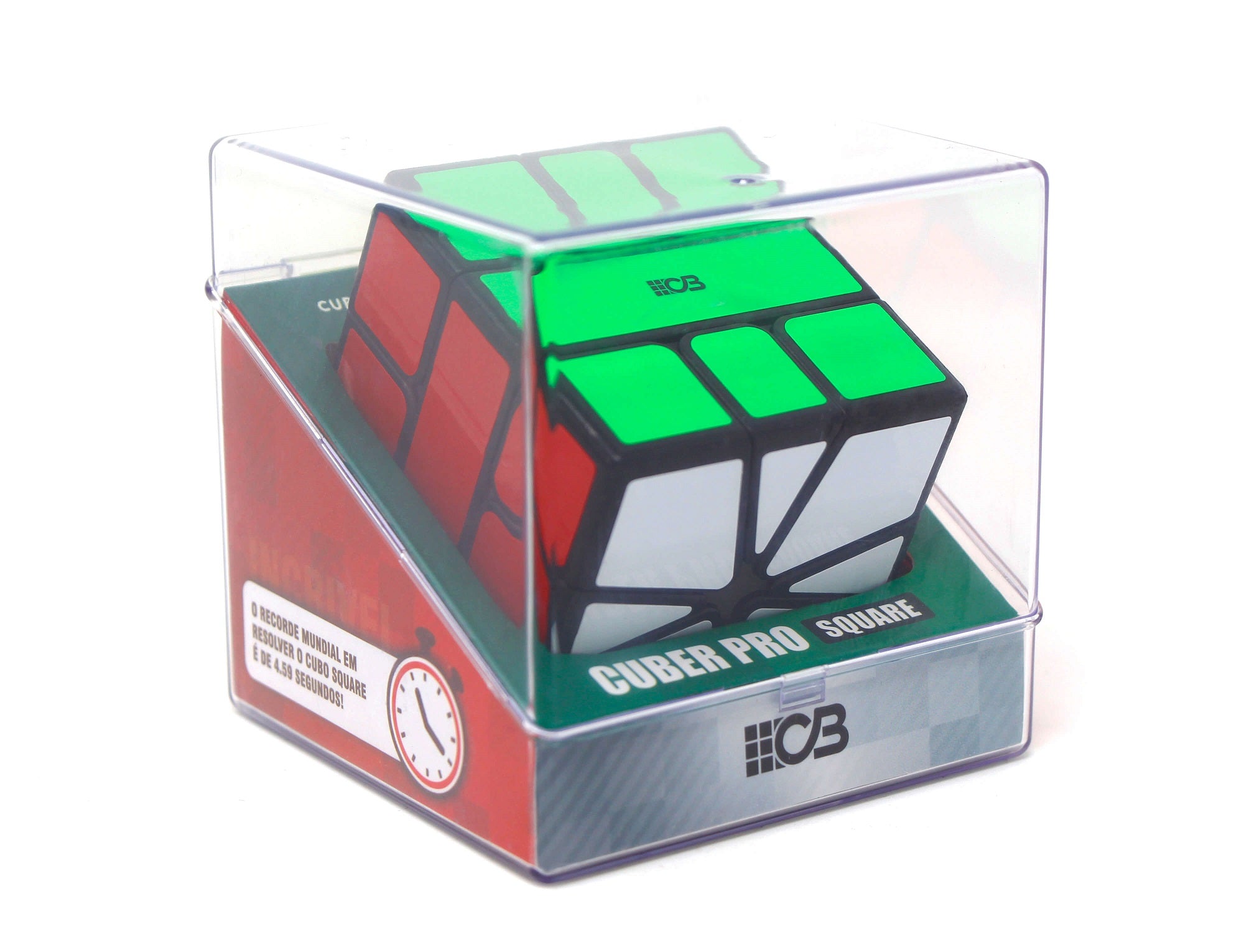 Square-1 Cuber Pro ao lado da embalagem Cuber Pro