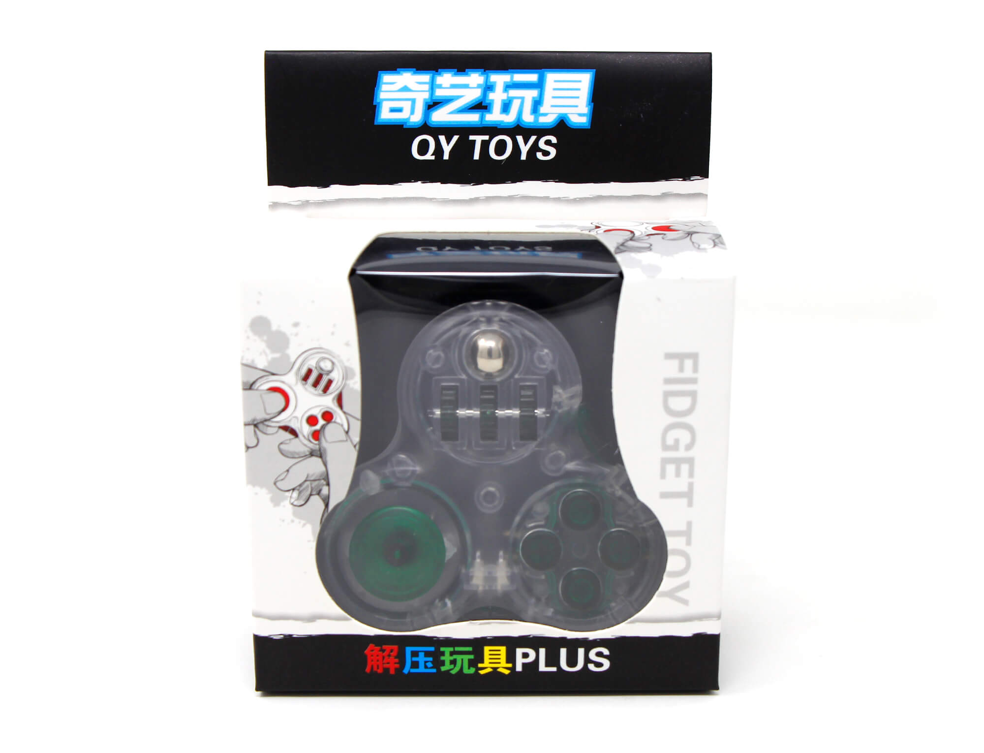 Cubo O2 Spinner QiYi verde em ângulo lateral mostrando o rolamento central