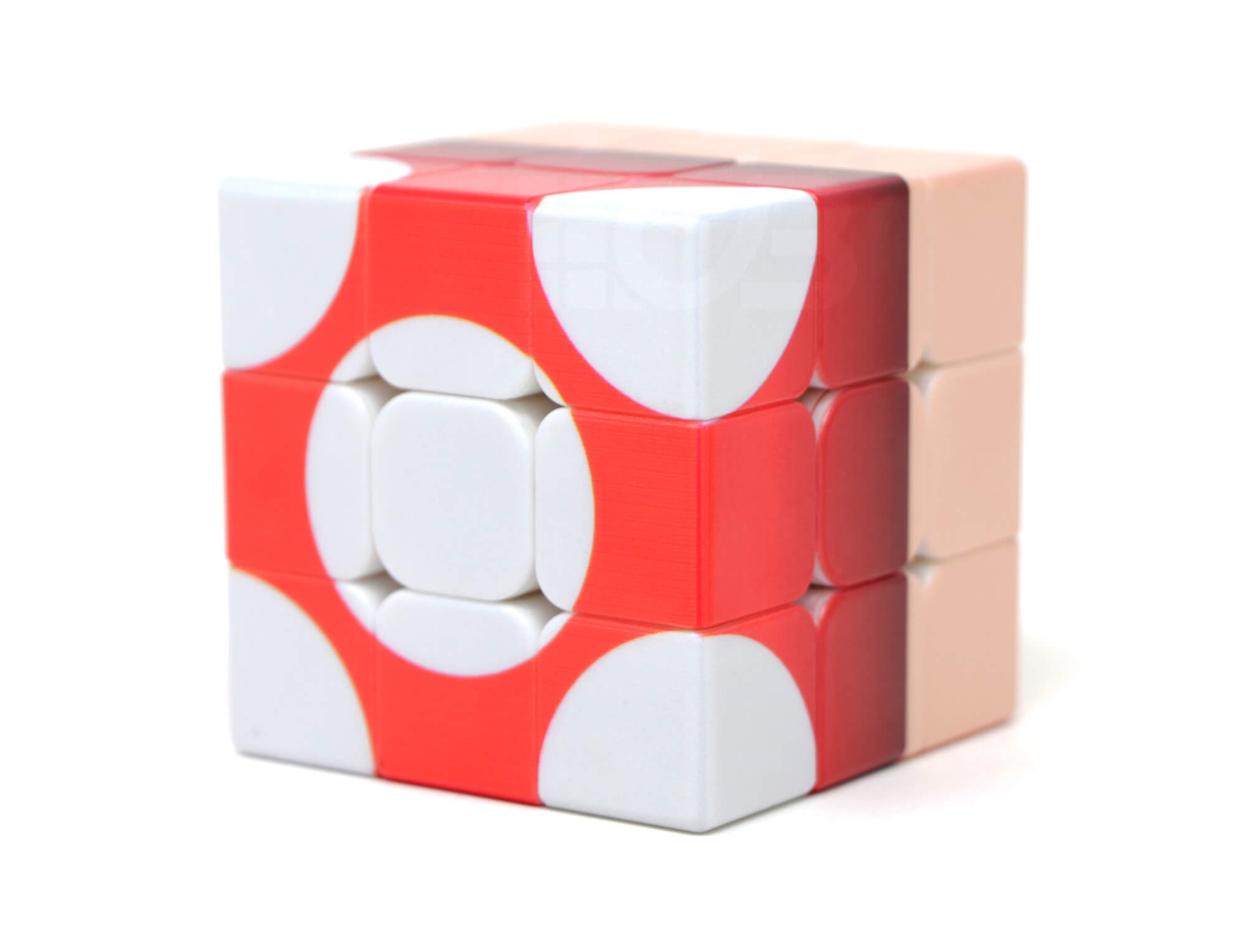 Cubo Mágico 3x3 temático Nintendo — detalhe do Cogumelo Verde e Vermelho nas peças