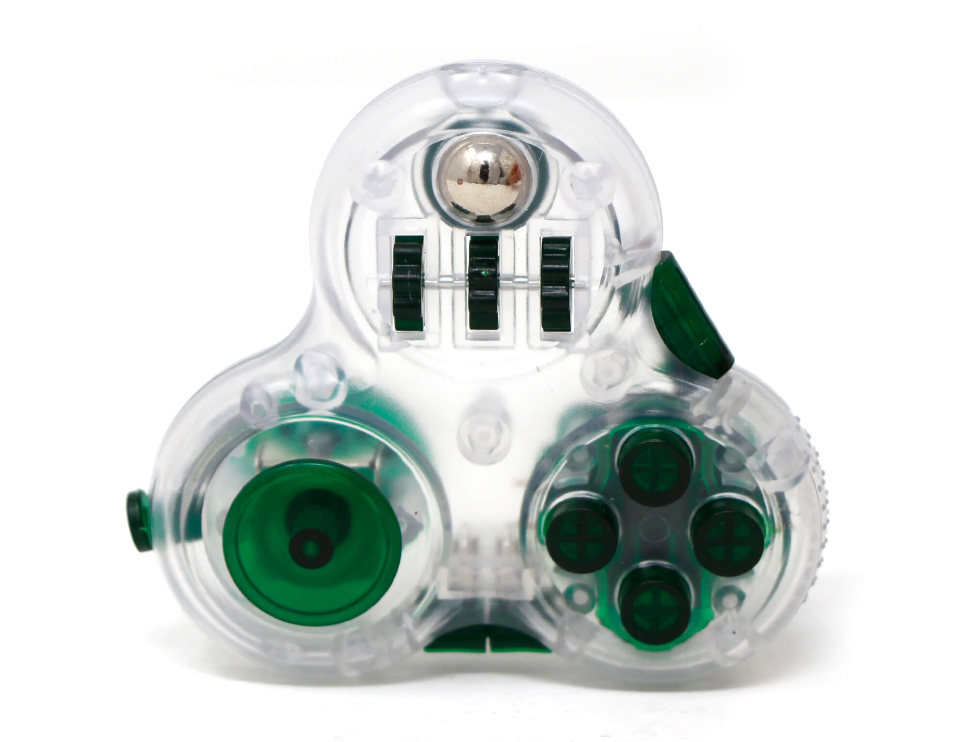Cubo O2 Spinner QiYi na cor verde — vista frontal do fidget toy