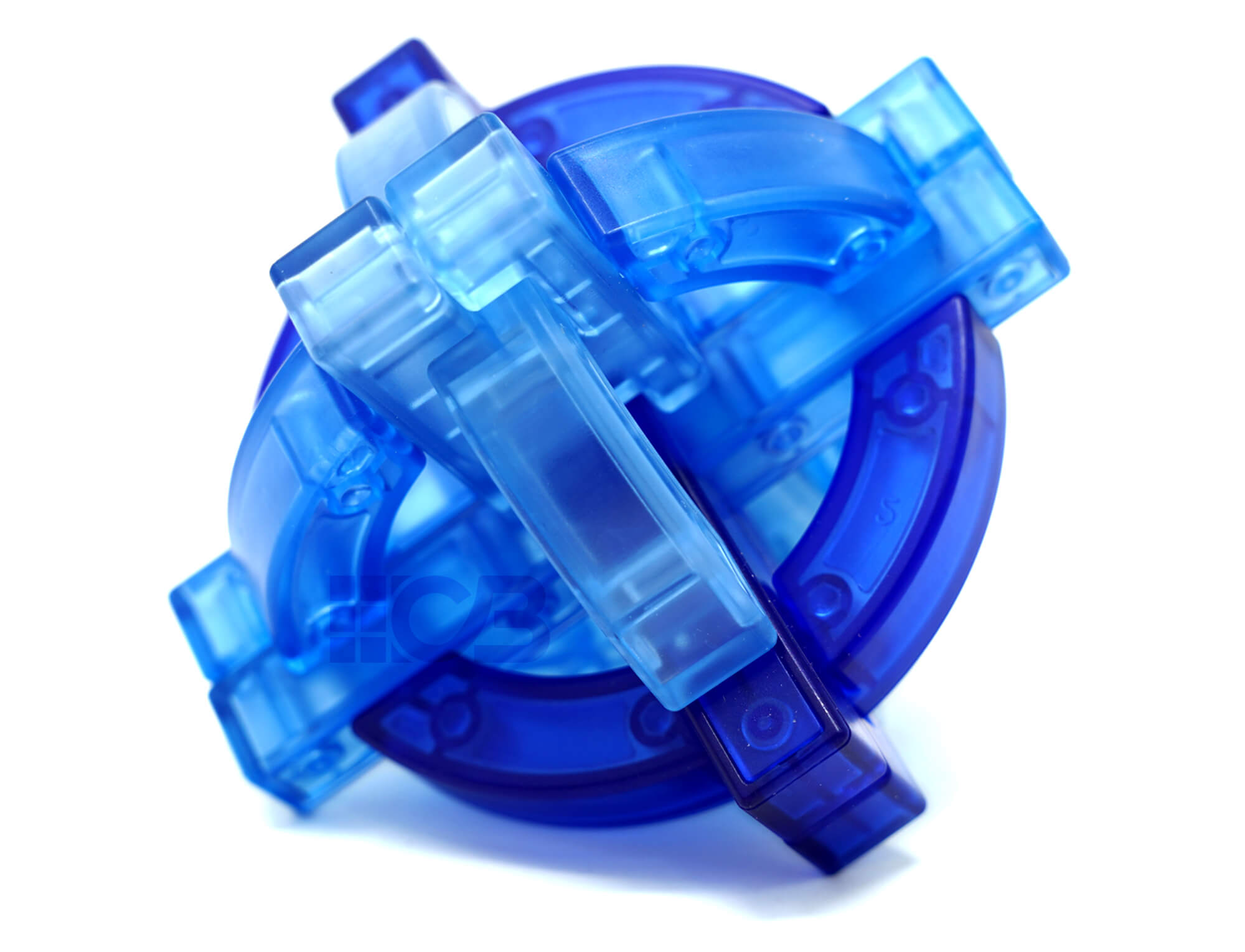 Kong Ming Lock Sphere QiYi em azul — vista lateral mostrando os encaixes