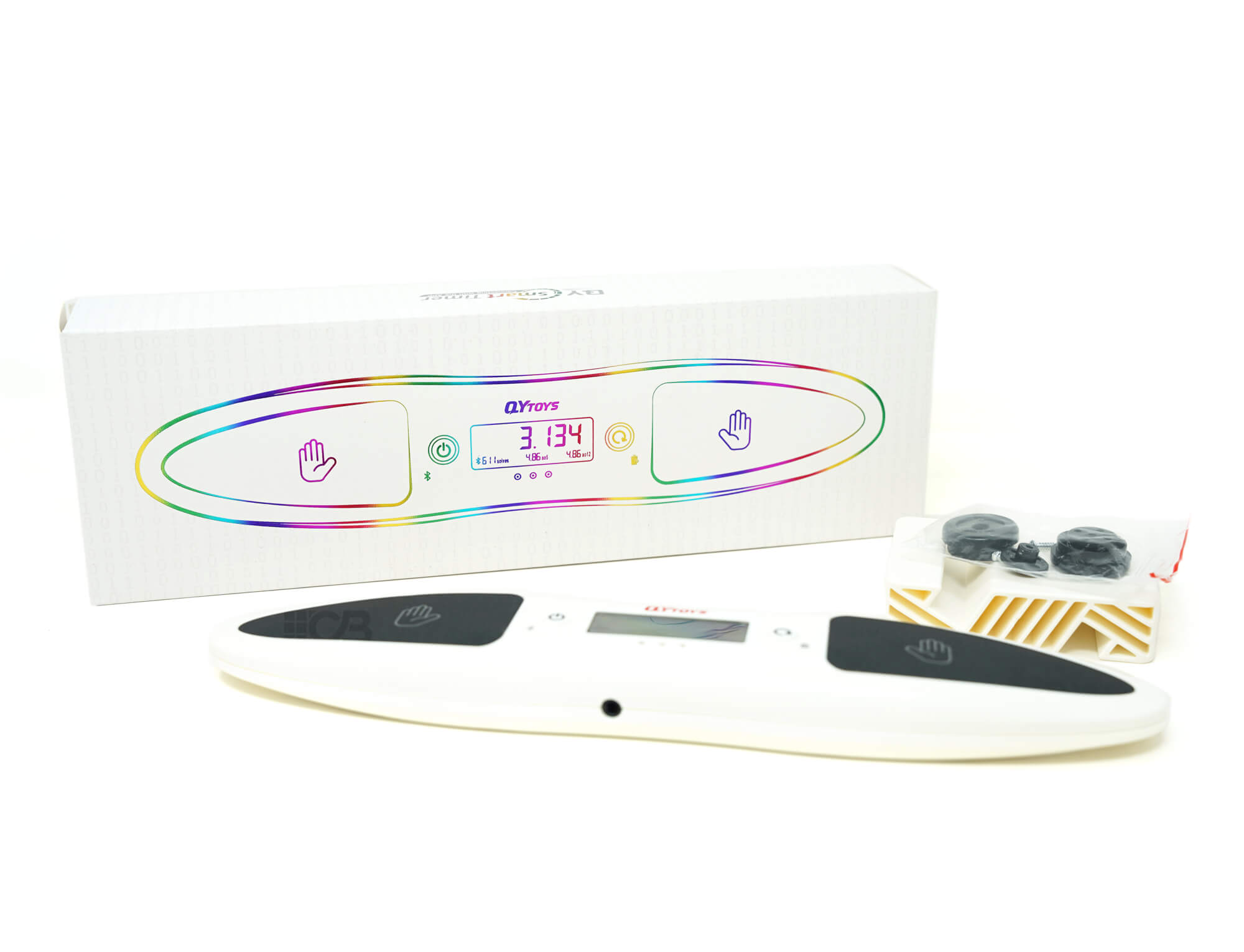 Cronômetro Timer Bluetooth QiYi vista lateral com detalhes do corpo